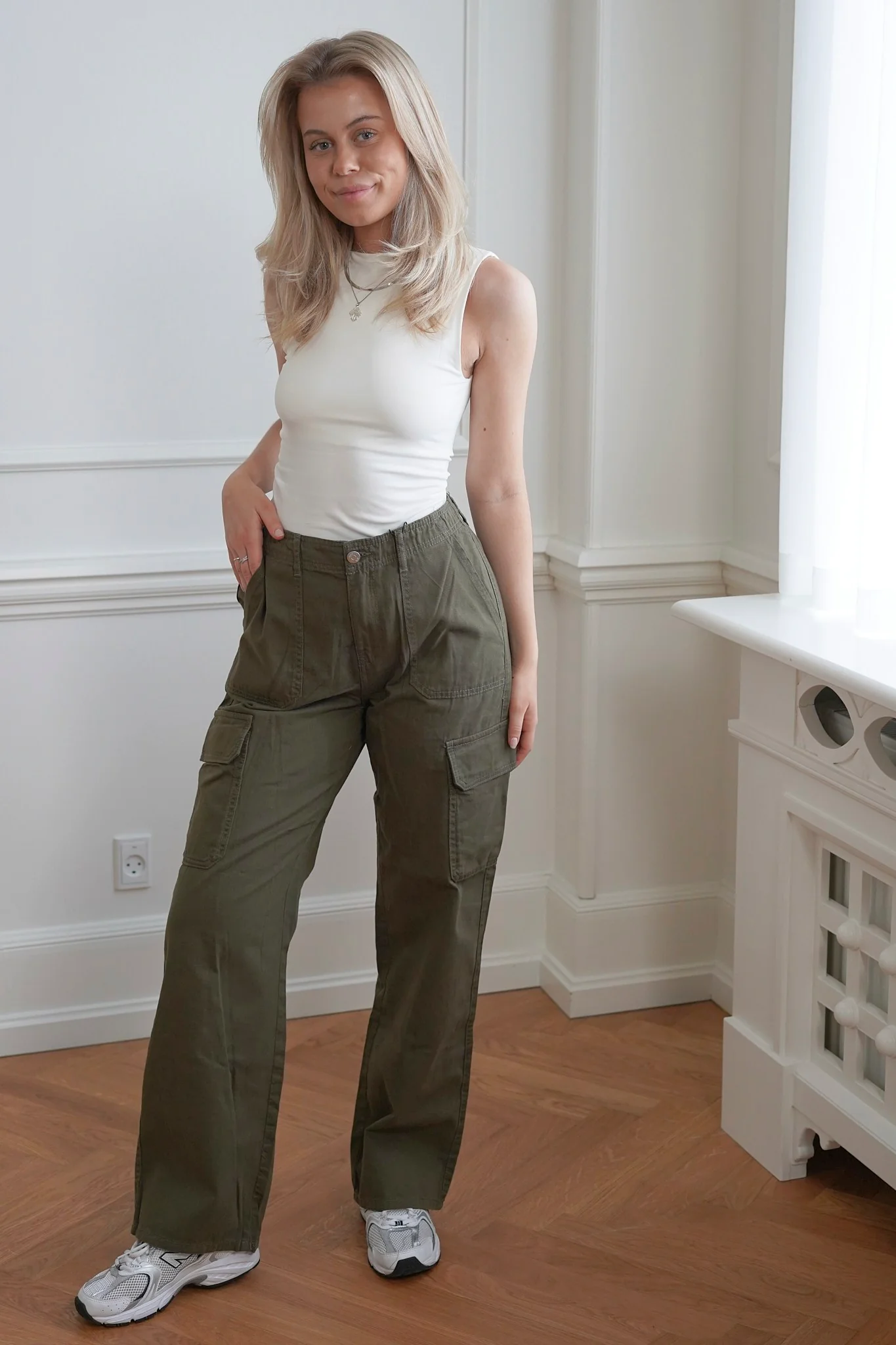 JDYAbby HW Wide Cargo Pants - Kalamata - Image 4