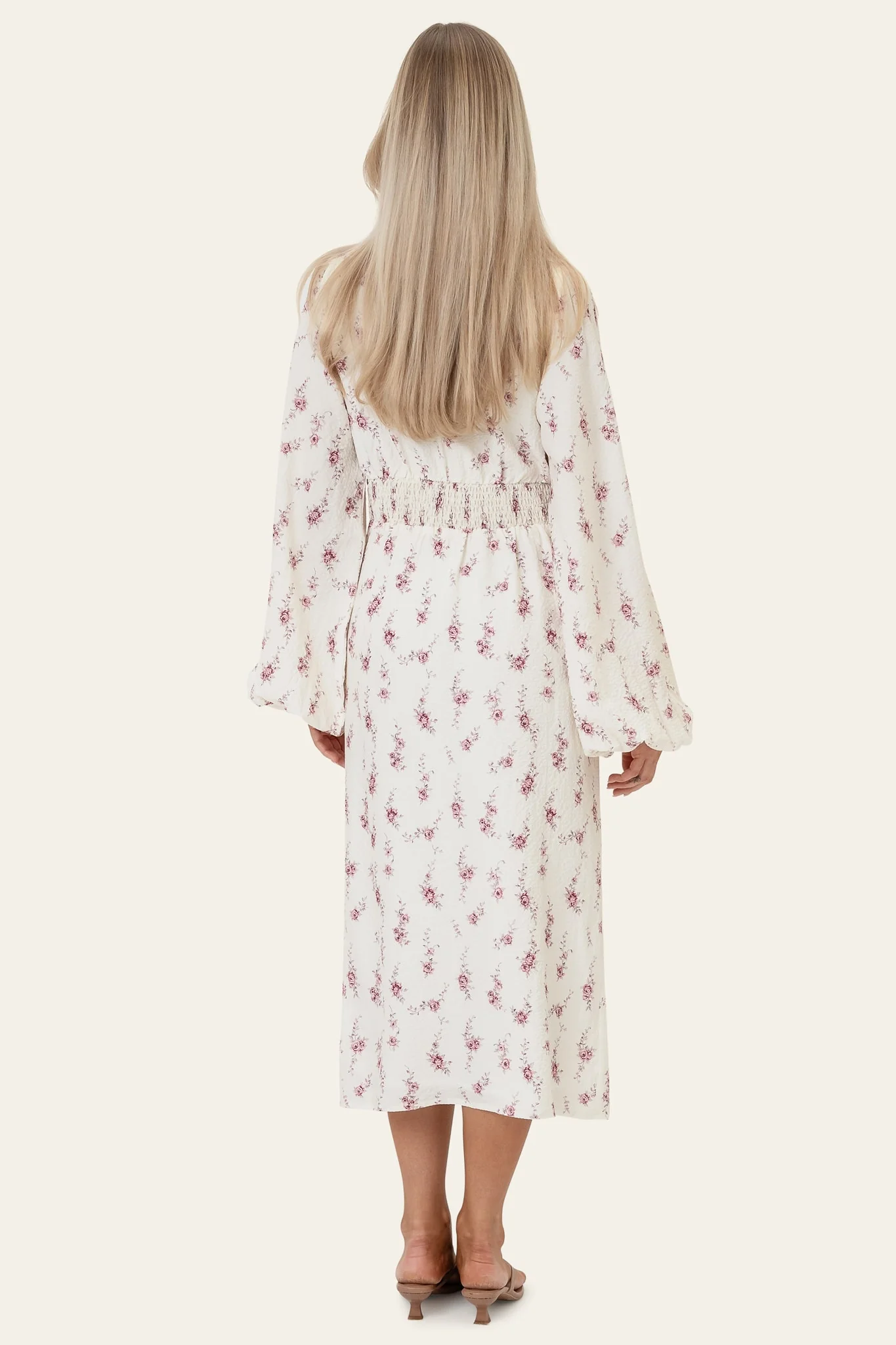 AdaIC Long Dress - Off White Vintage Rose - Image 5