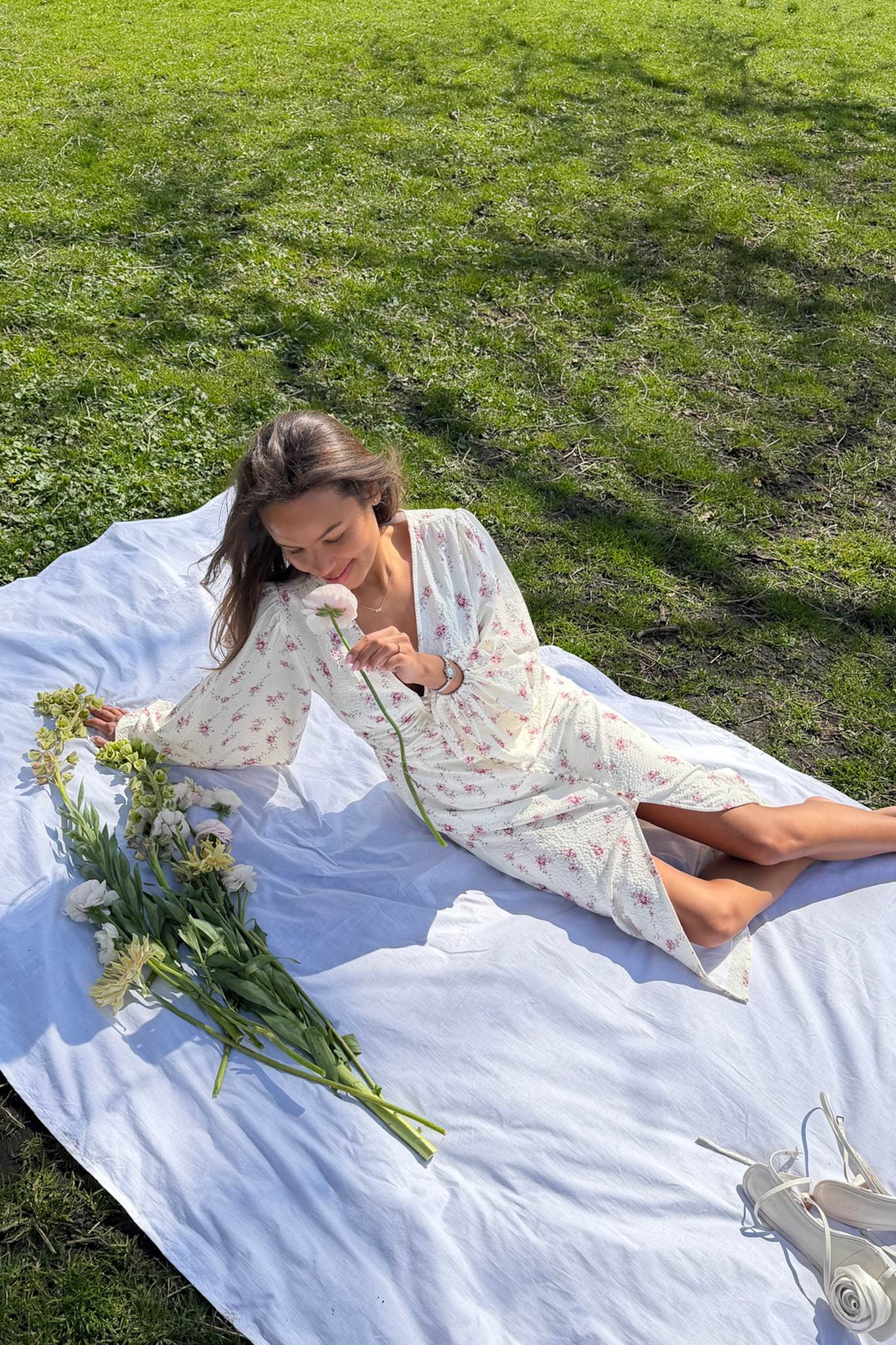 AdaIC Long Dress - Off White Vintage Rose - Image 6
