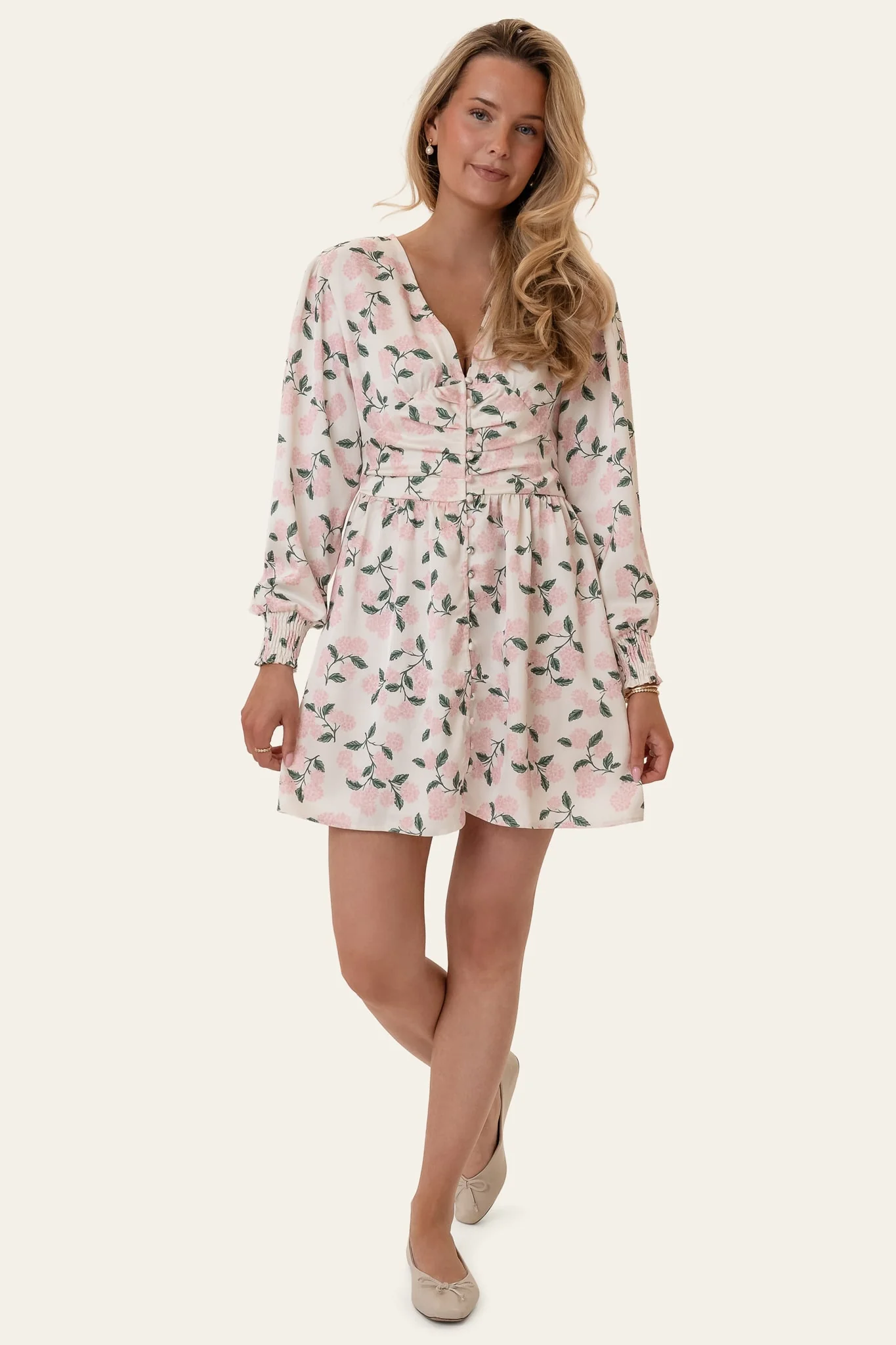 AdelIC Dress - Pink Hydrangea Print