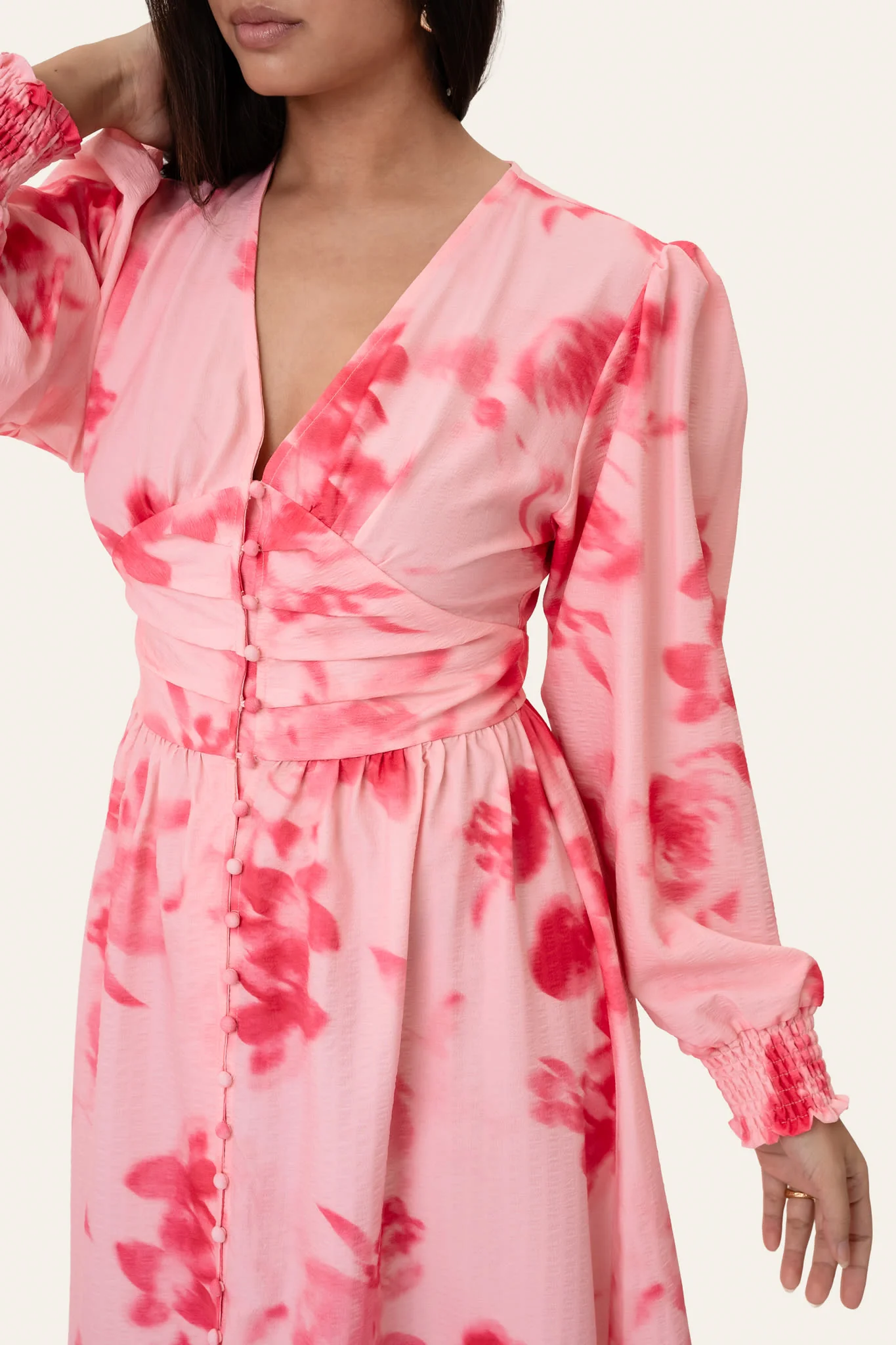 AdelIC Long Dress - Abstract Pink Flower Print - Image 6