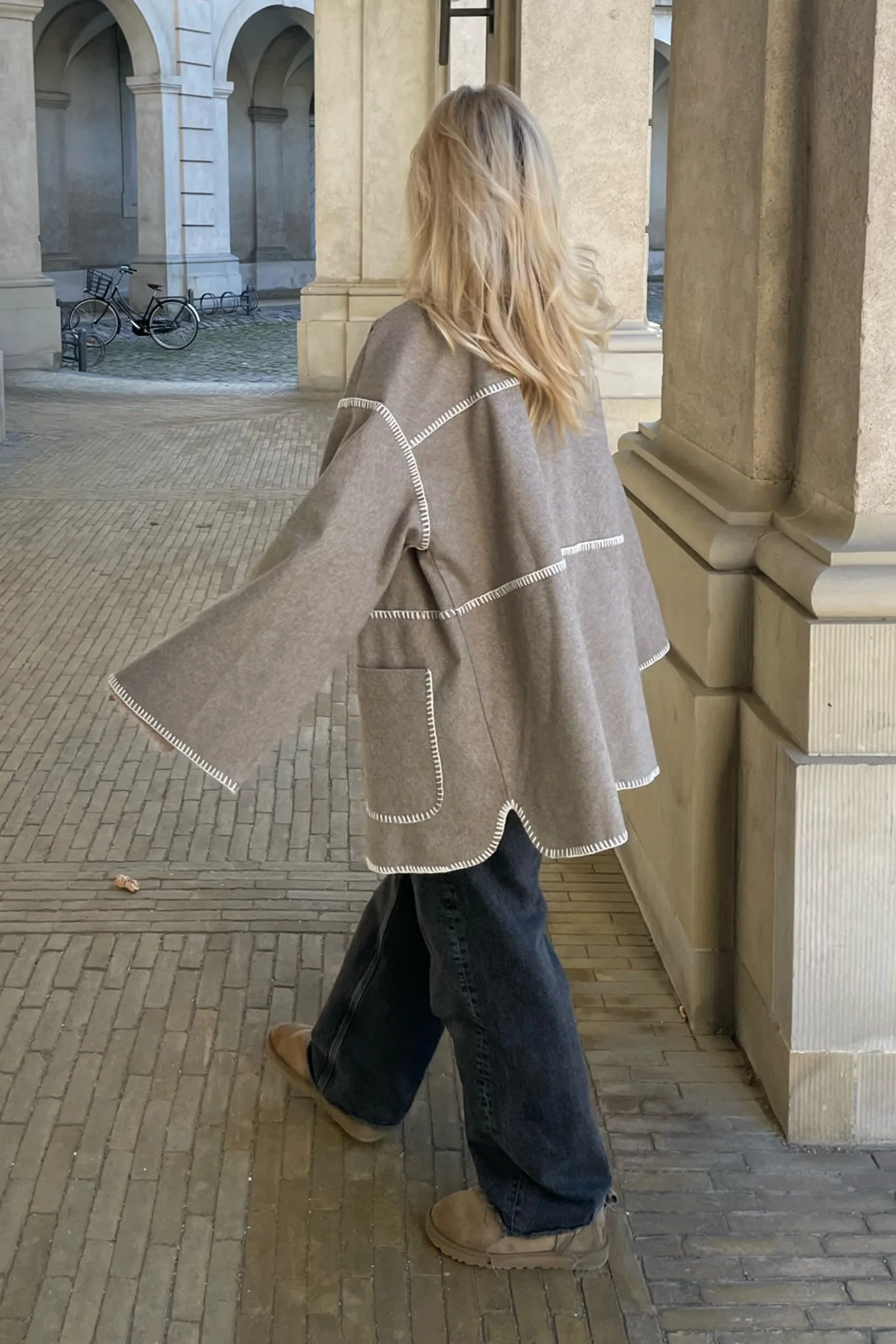 AmandaIC Contrast Stitching Jacket - Beige - Image 8