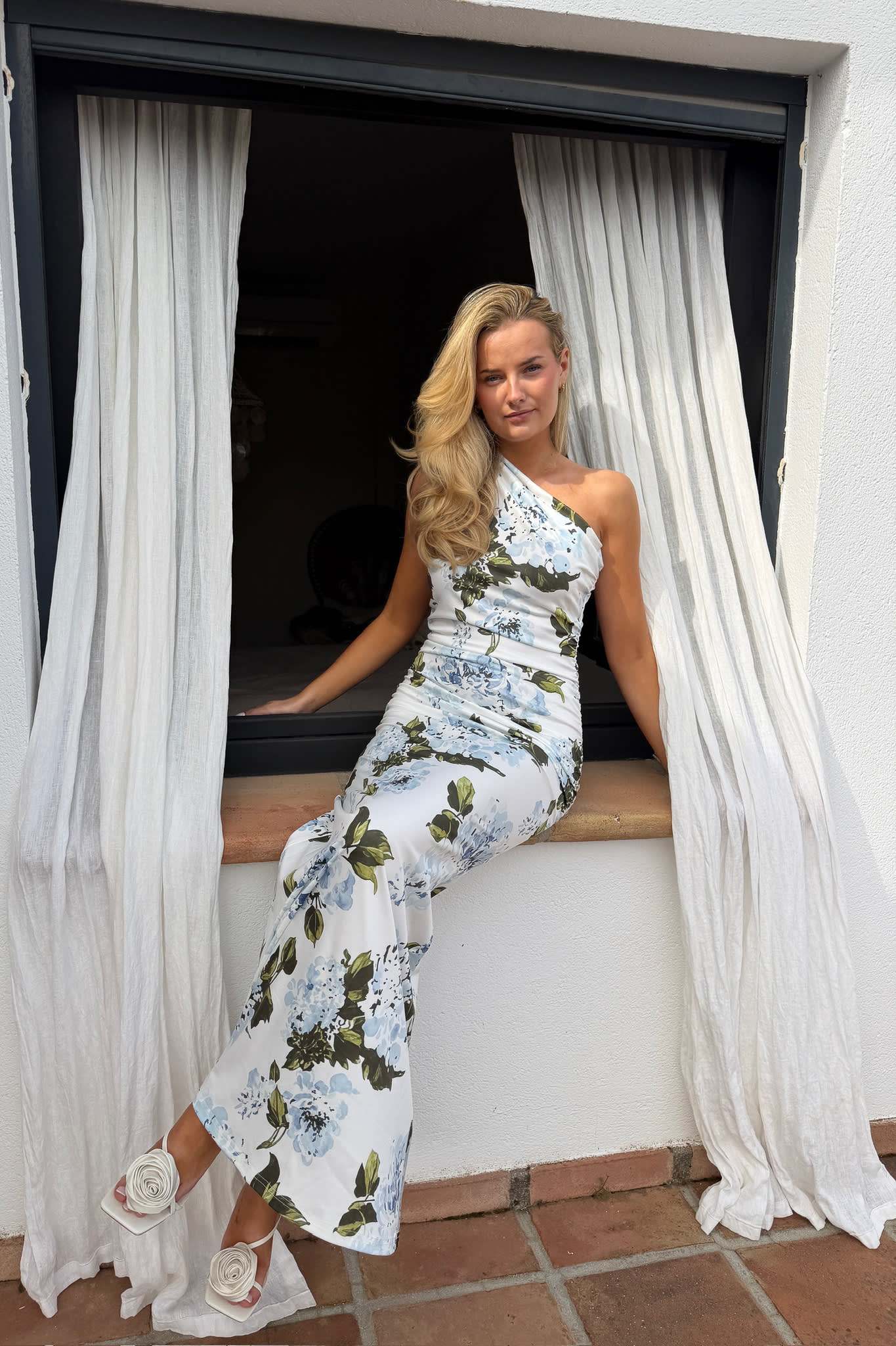 AndreaIC Maxi Dress - Blue Botanical Print - Image 2