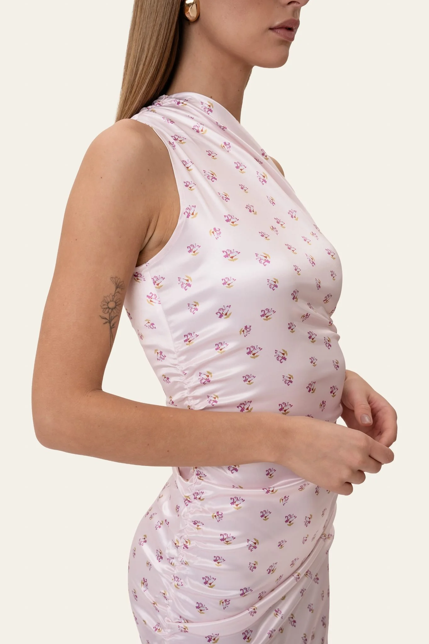 AndreaIC Satin Dress - Pink - Image 3
