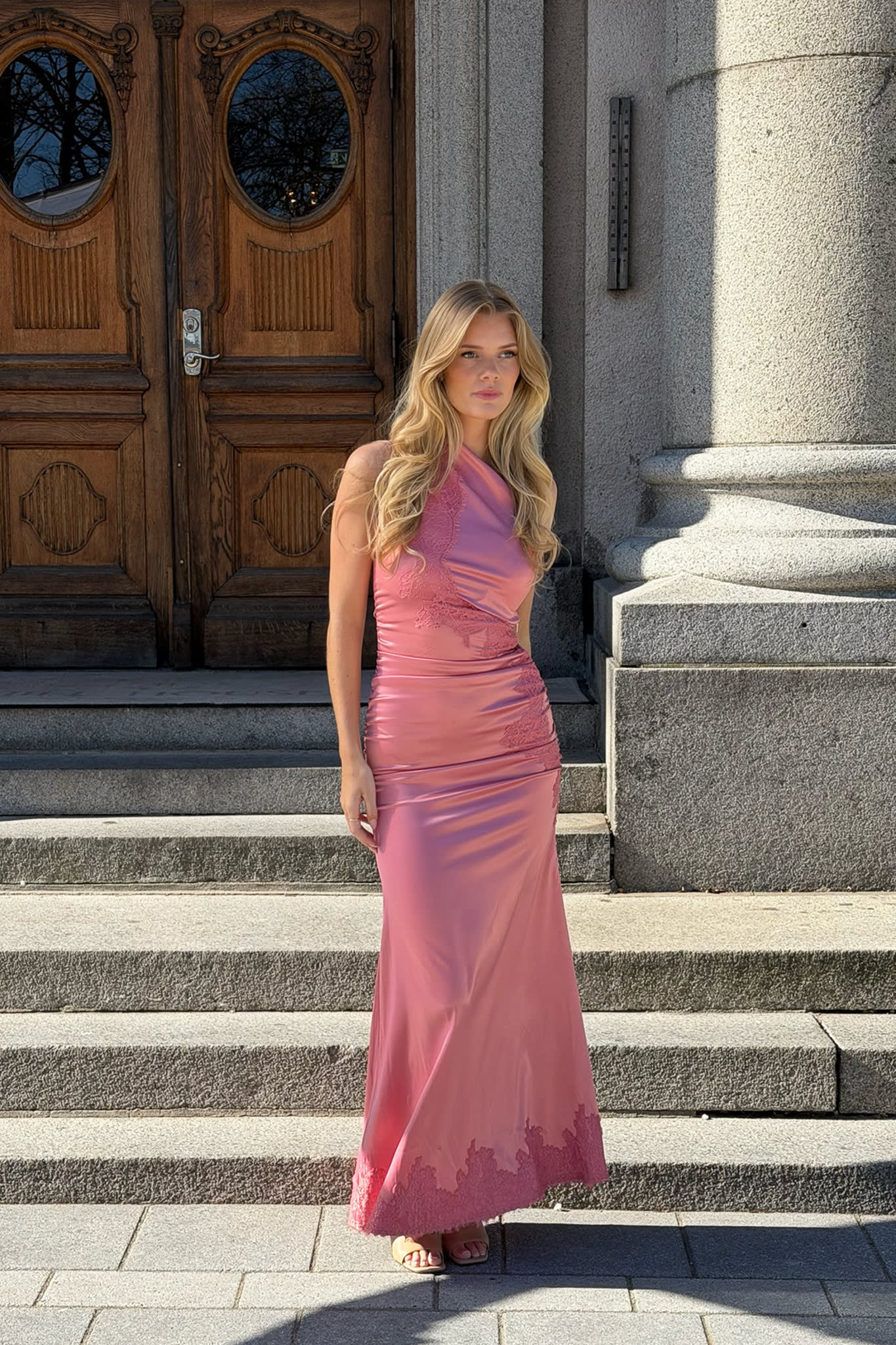 AndreaIC Satin Dress - Pink Lace - Image 8