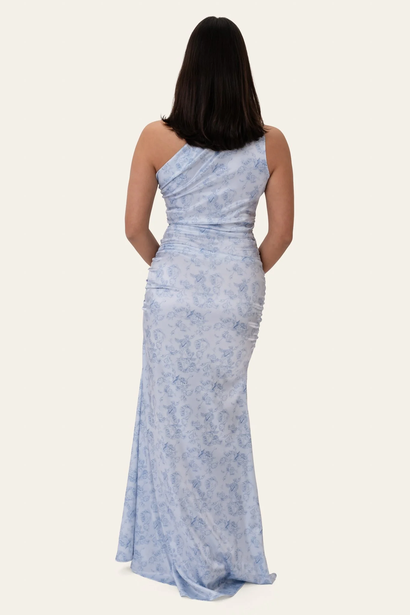 AndreaIC Satin Dress - Soft Blue Blossom - Image 4