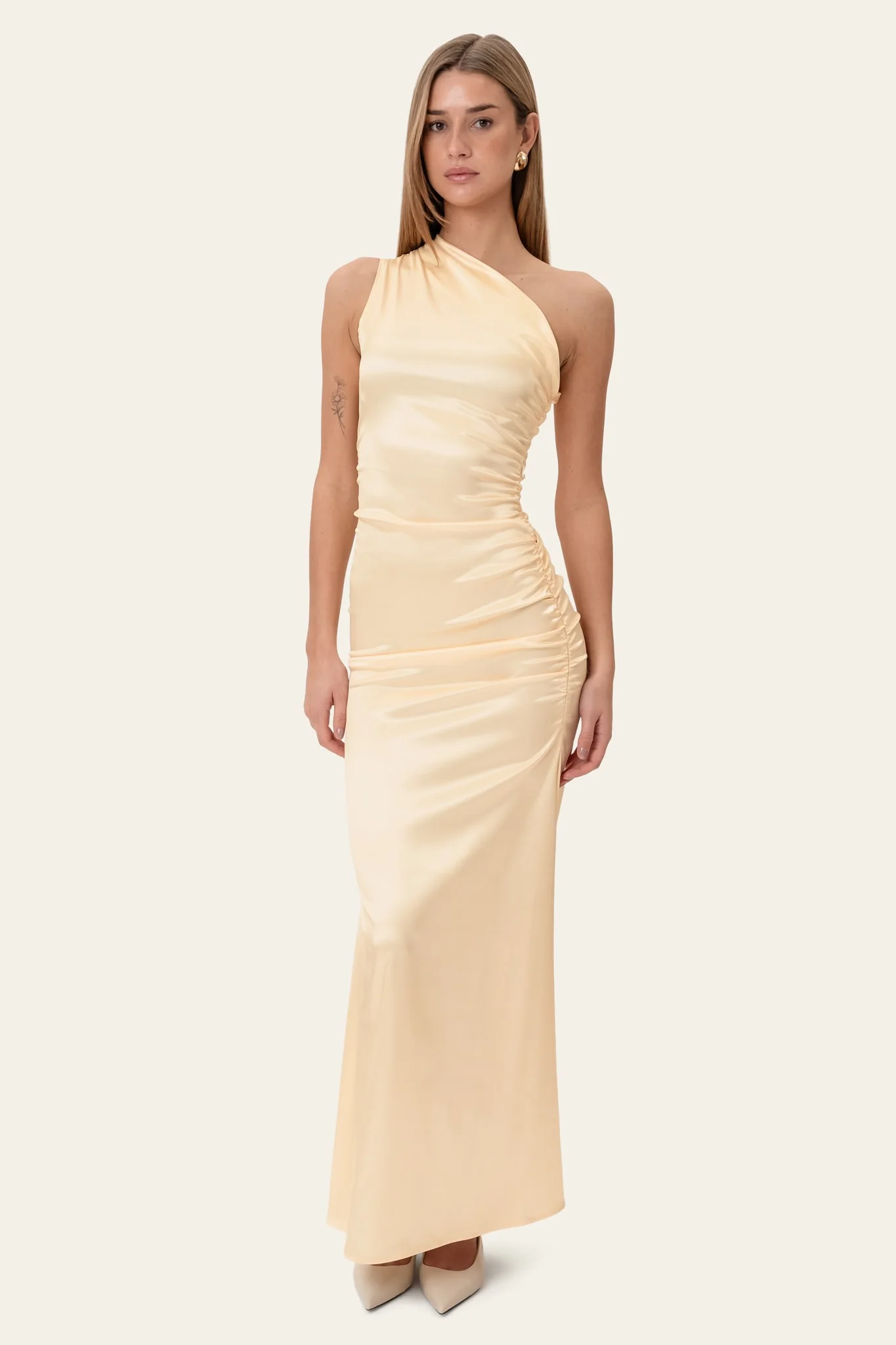 AndreaIC Satin Dress - Yellow