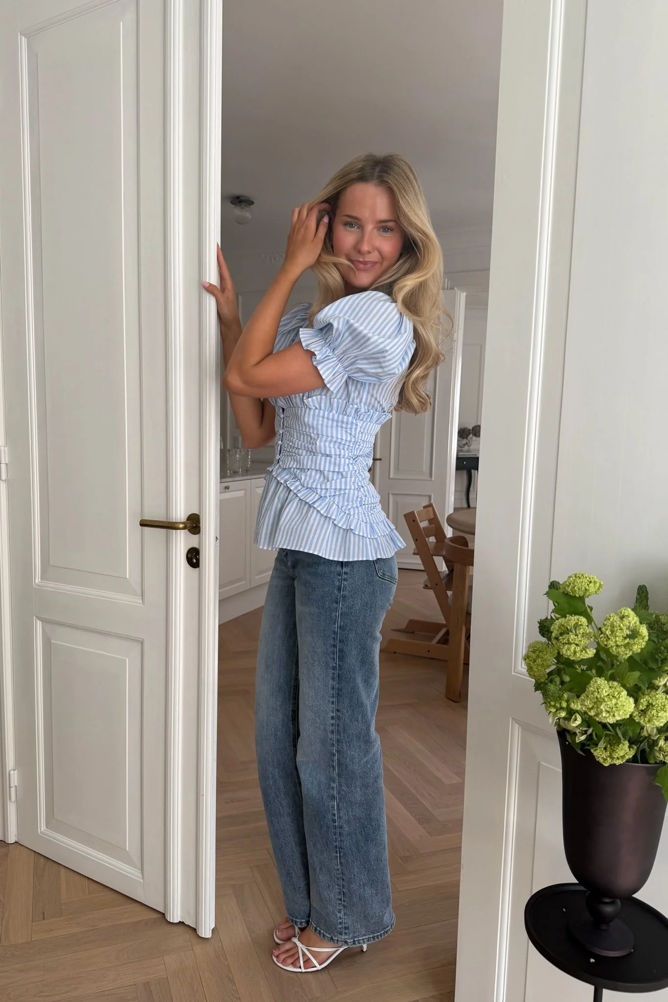 ArielIC Blouse - Blue White Stripes - Image 8
