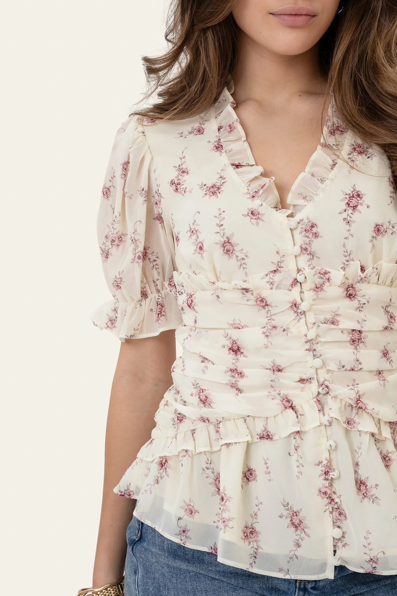 ArielIC Blouse - Off White Vintage Rose - Image 6
