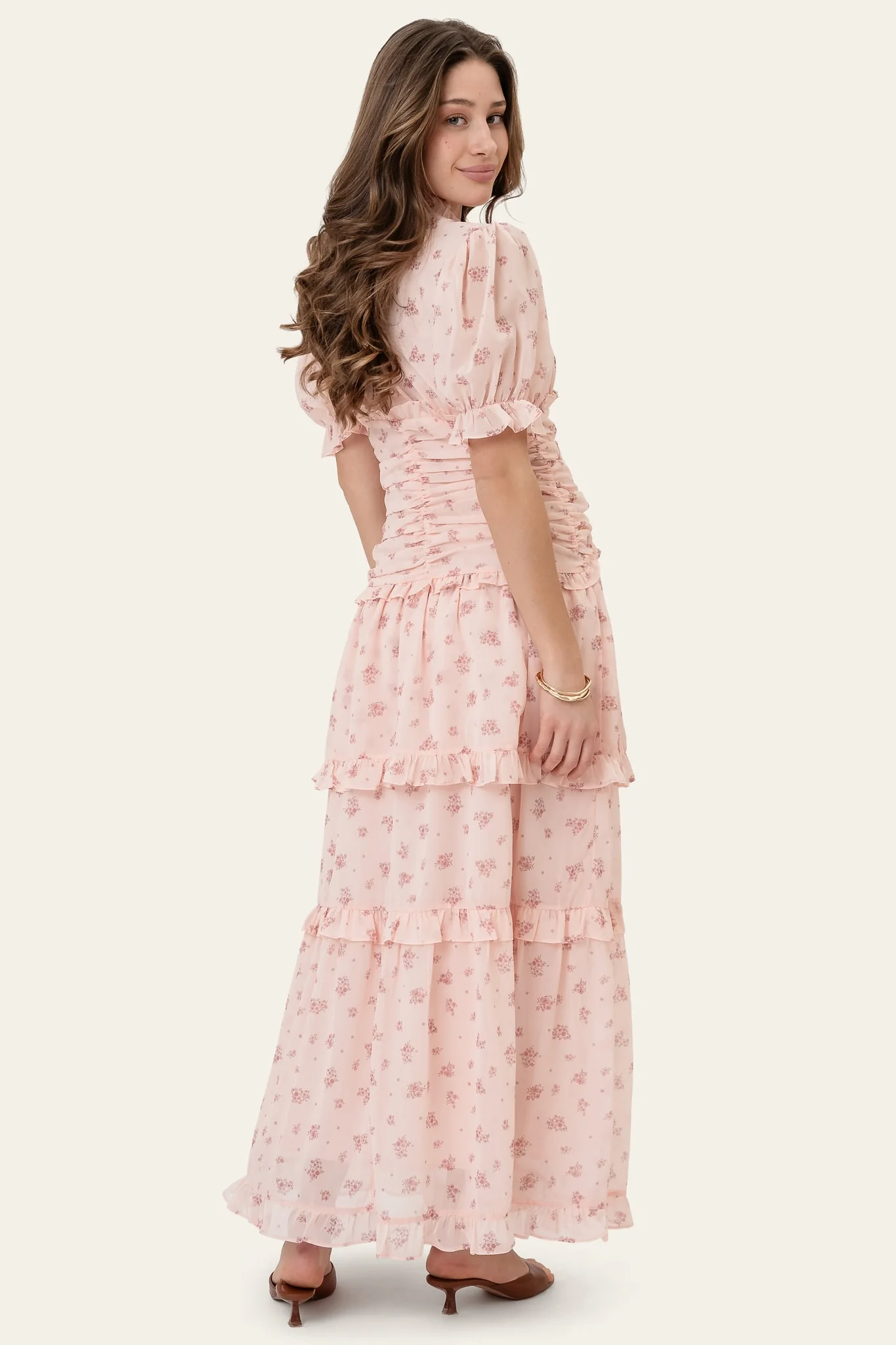 ArielIC Long Dress - Pink Flower Print - Image 3