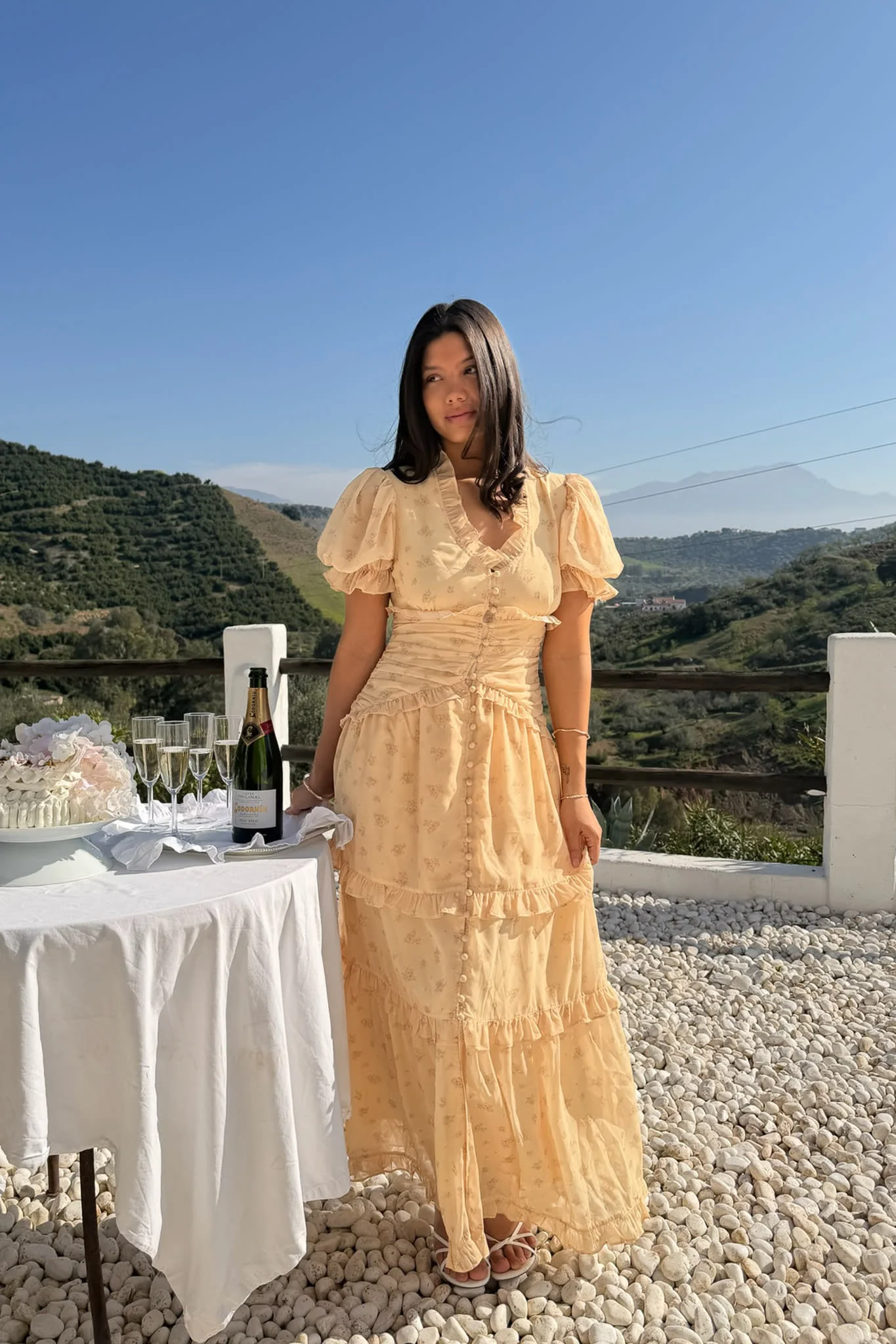 ArielIC Long Dress - Yellow Flower Print - Image 2