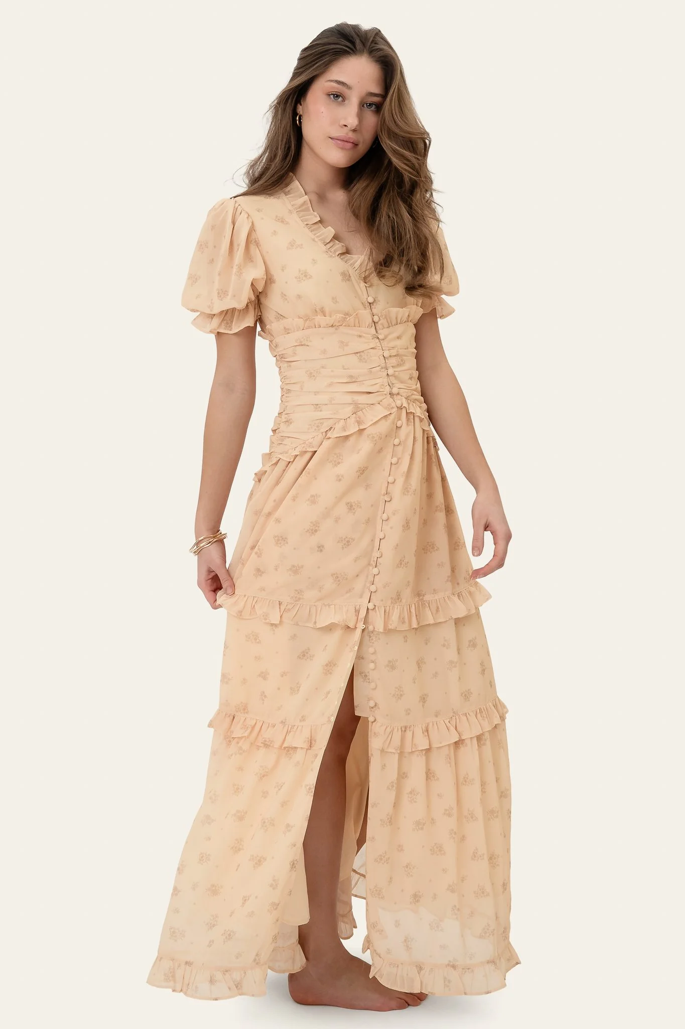 ArielIC Long Dress - Yellow Flower Print - Image 3