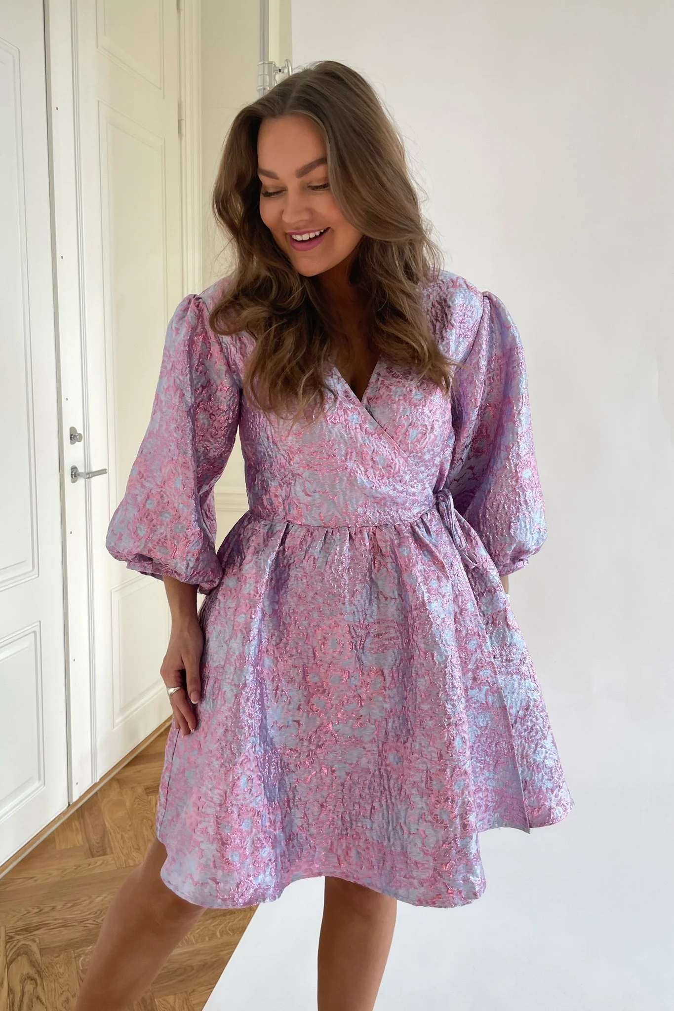 Noella Aya Jacquard Dress - Lilac Jacquard