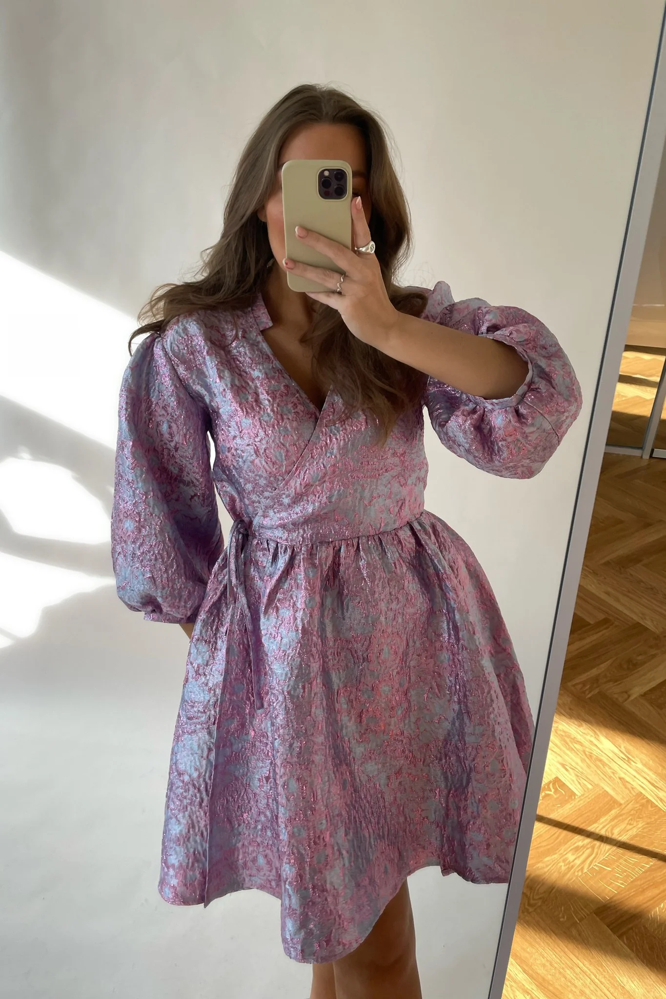 Noella Aya Jacquard Dress - Lilac Jacquard - Image 5