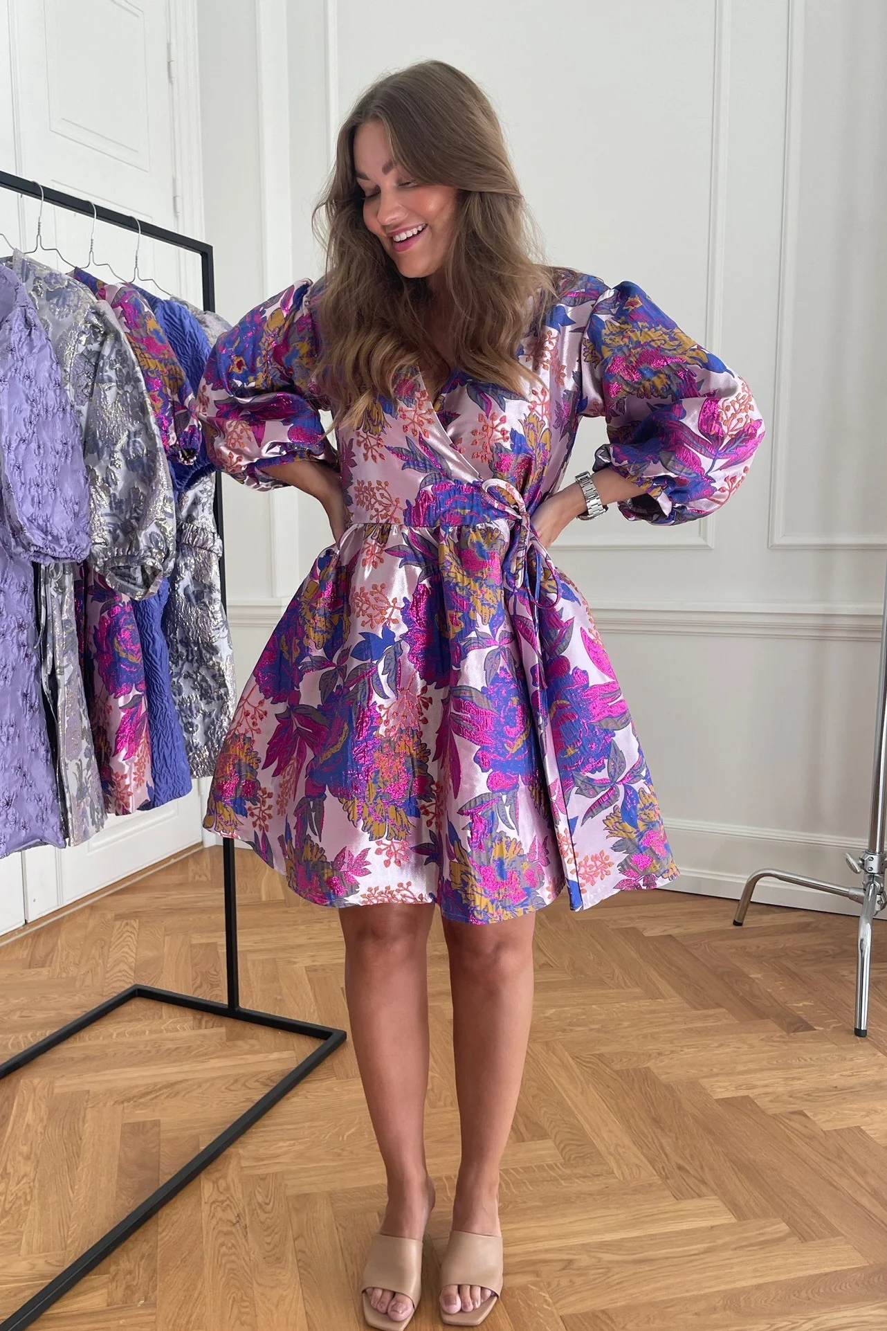 Noella Aya Wrap Dress - Fuchsia Mix