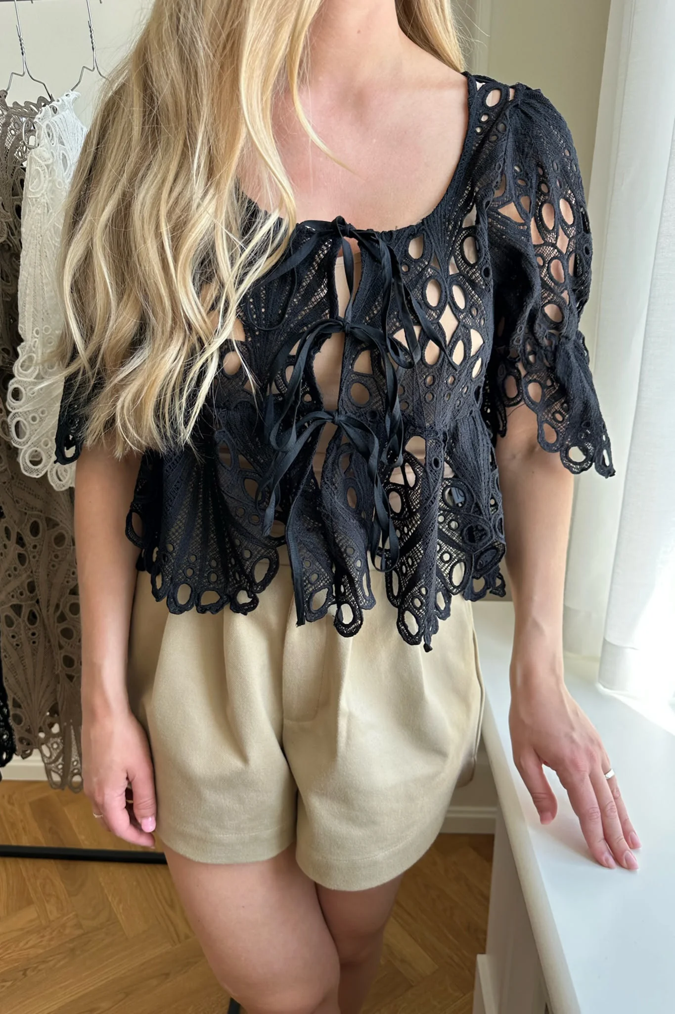 BellaIC Tie Top - Black Embroidery - Image 9