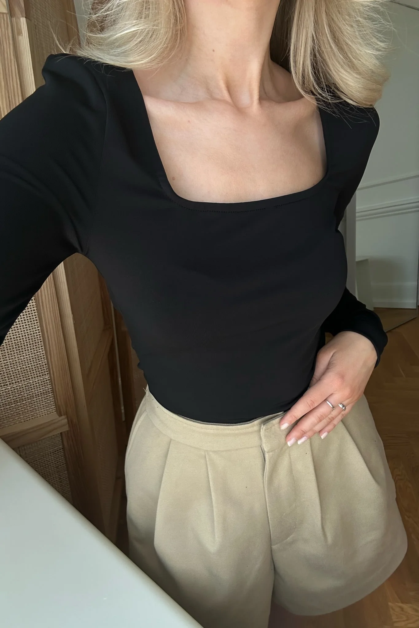 NMBella LS Squareneck Top - Black - Image 2