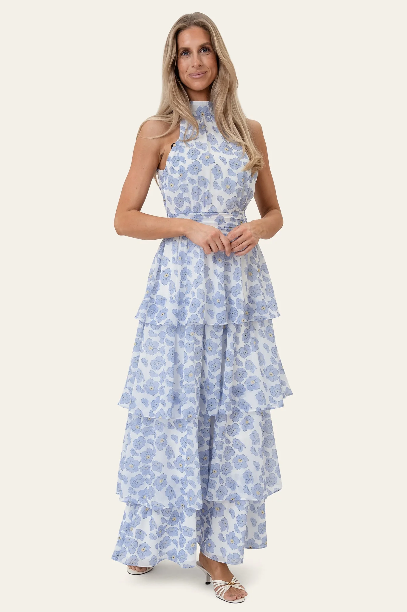 BelleIC Long Dress - Blue Dazzling Flower