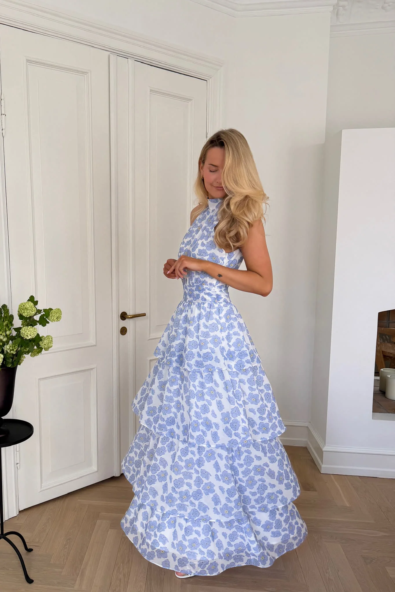 BelleIC Long Dress - Blue Dazzling Flower - Image 9