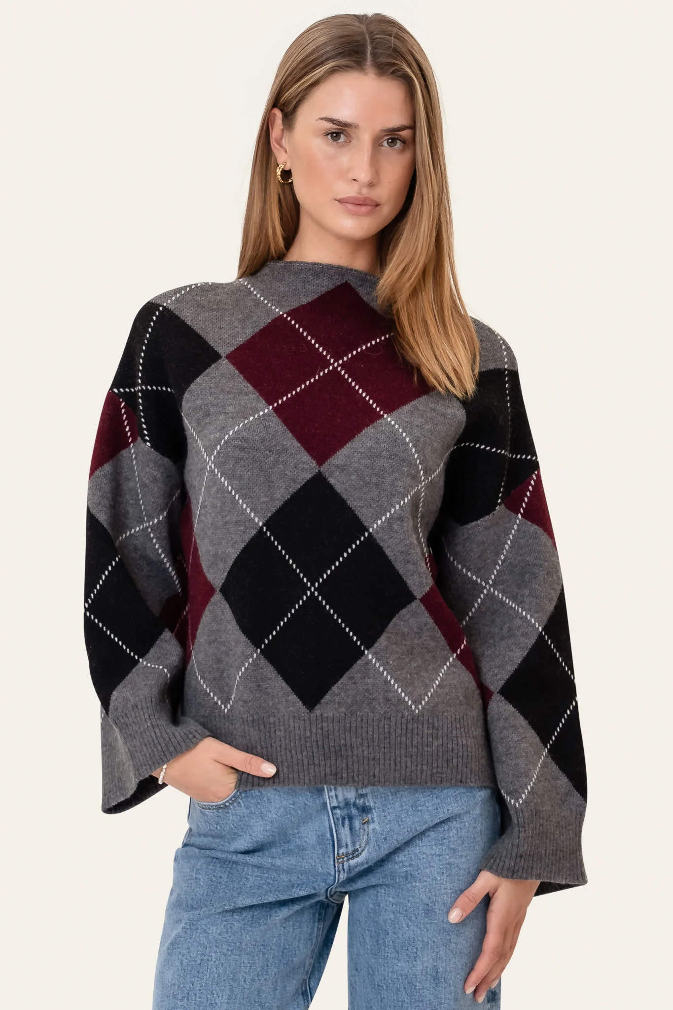 BoletteIC Pullover - Grey Argyle