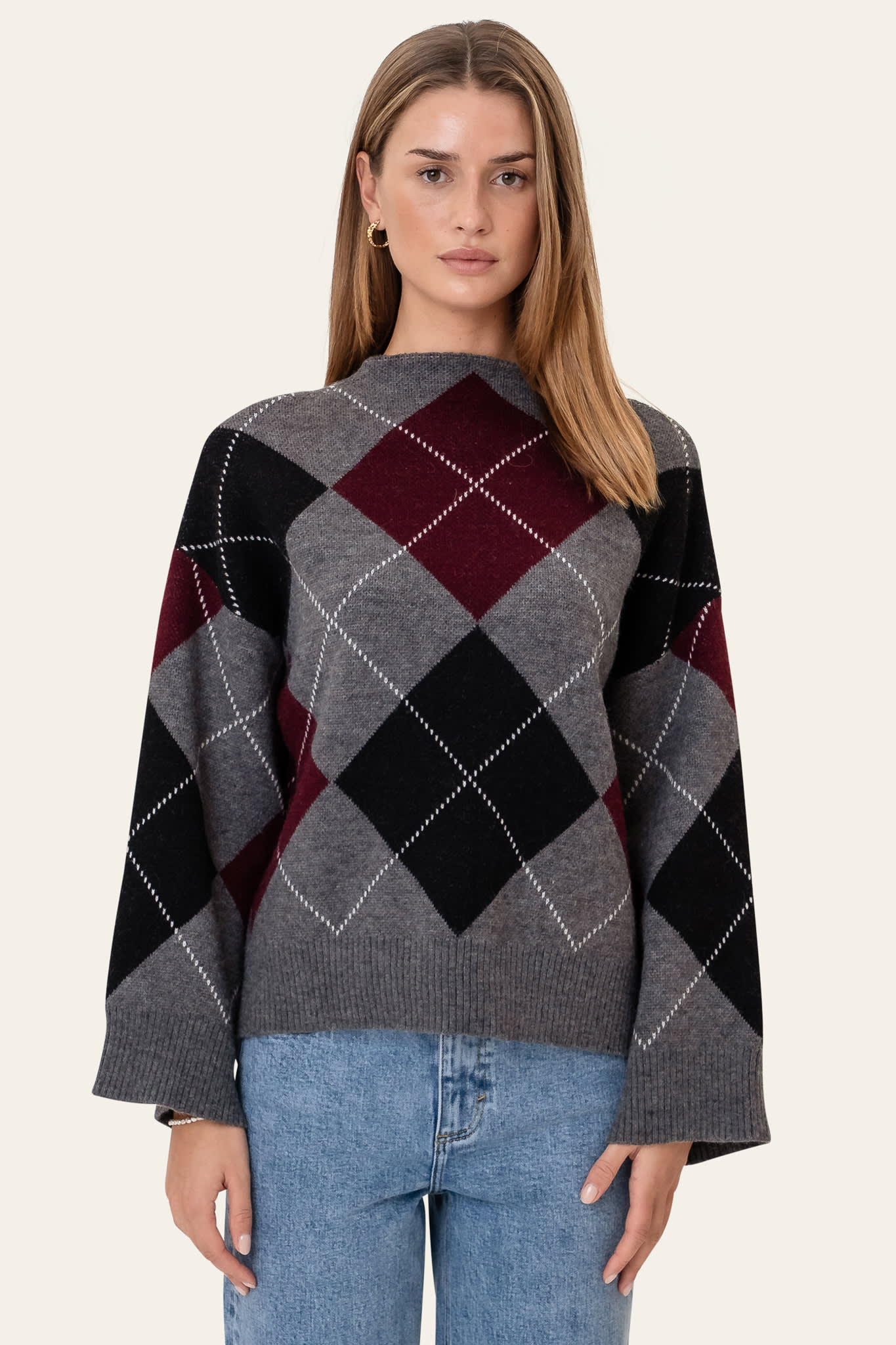 BoletteIC Pullover - Grey Argyle - Image 4
