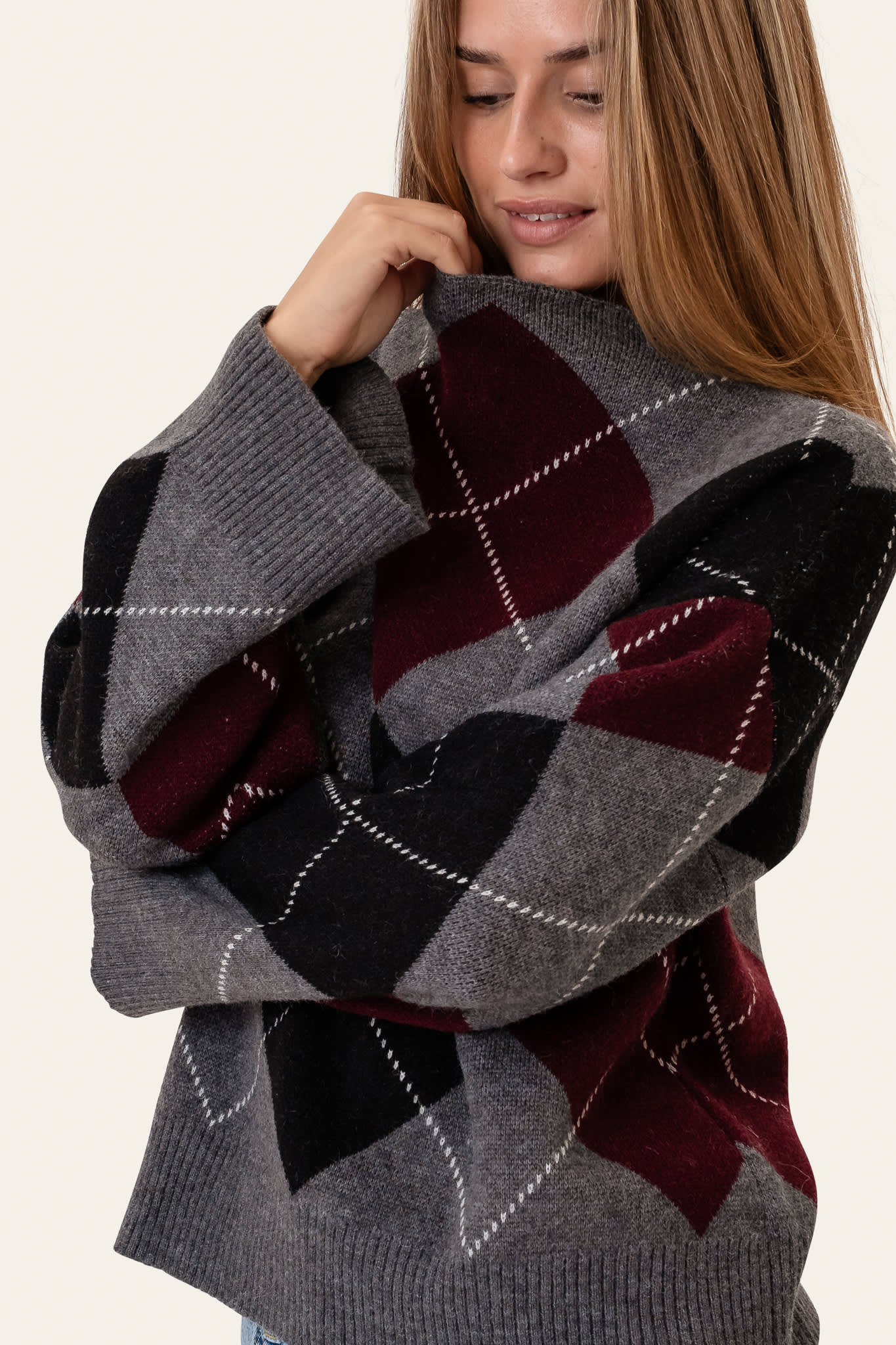 BoletteIC Pullover - Grey Argyle - Image 6