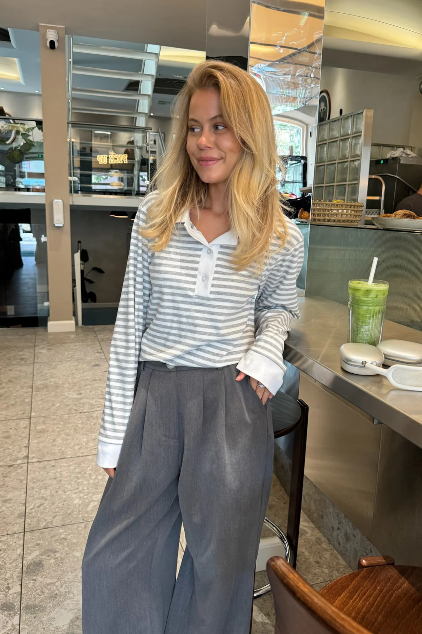 CarlyIC Polo - Grey Stripes