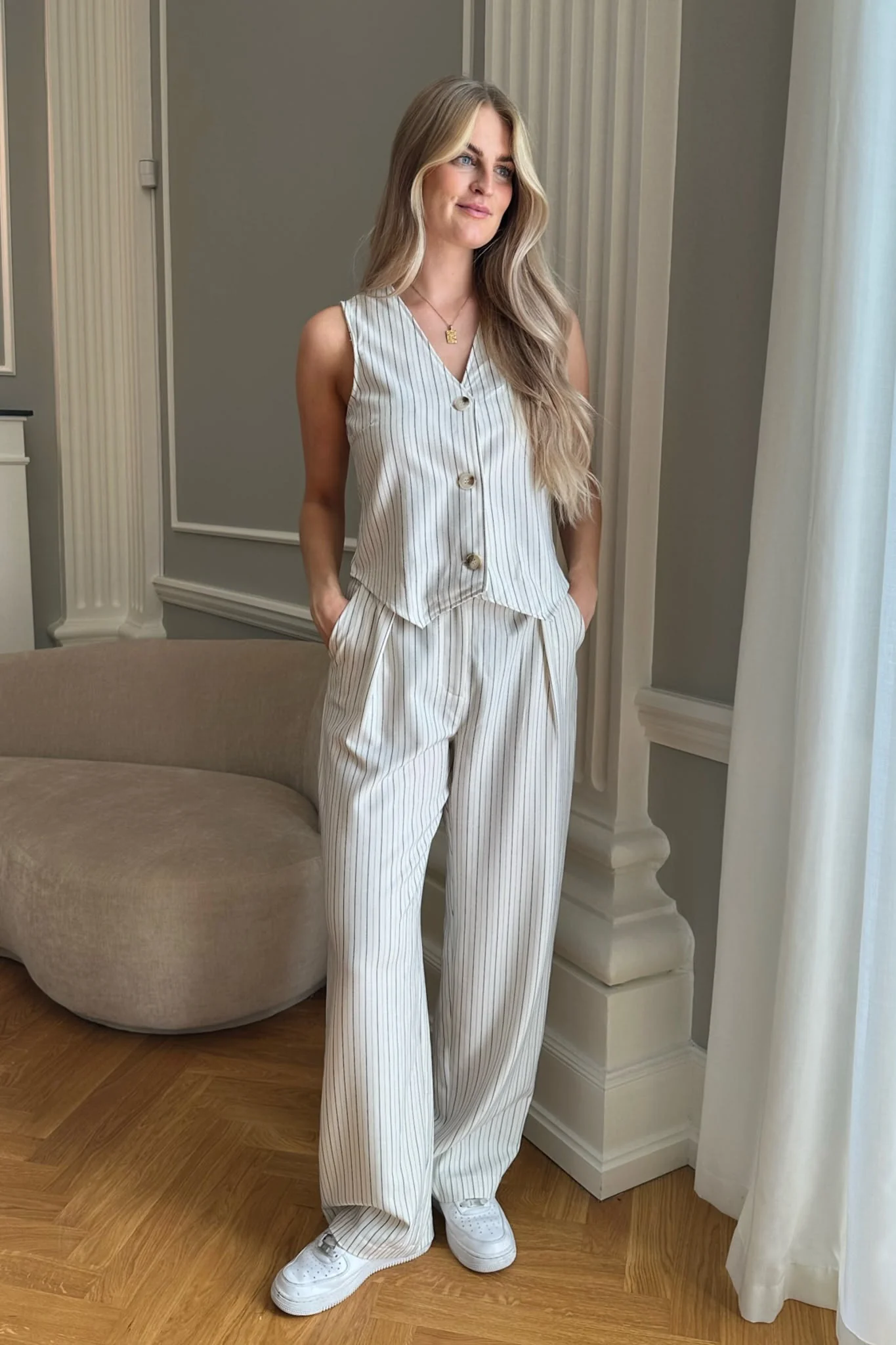 CelinaIC Pants - White/Black Pinstripe - Image 11