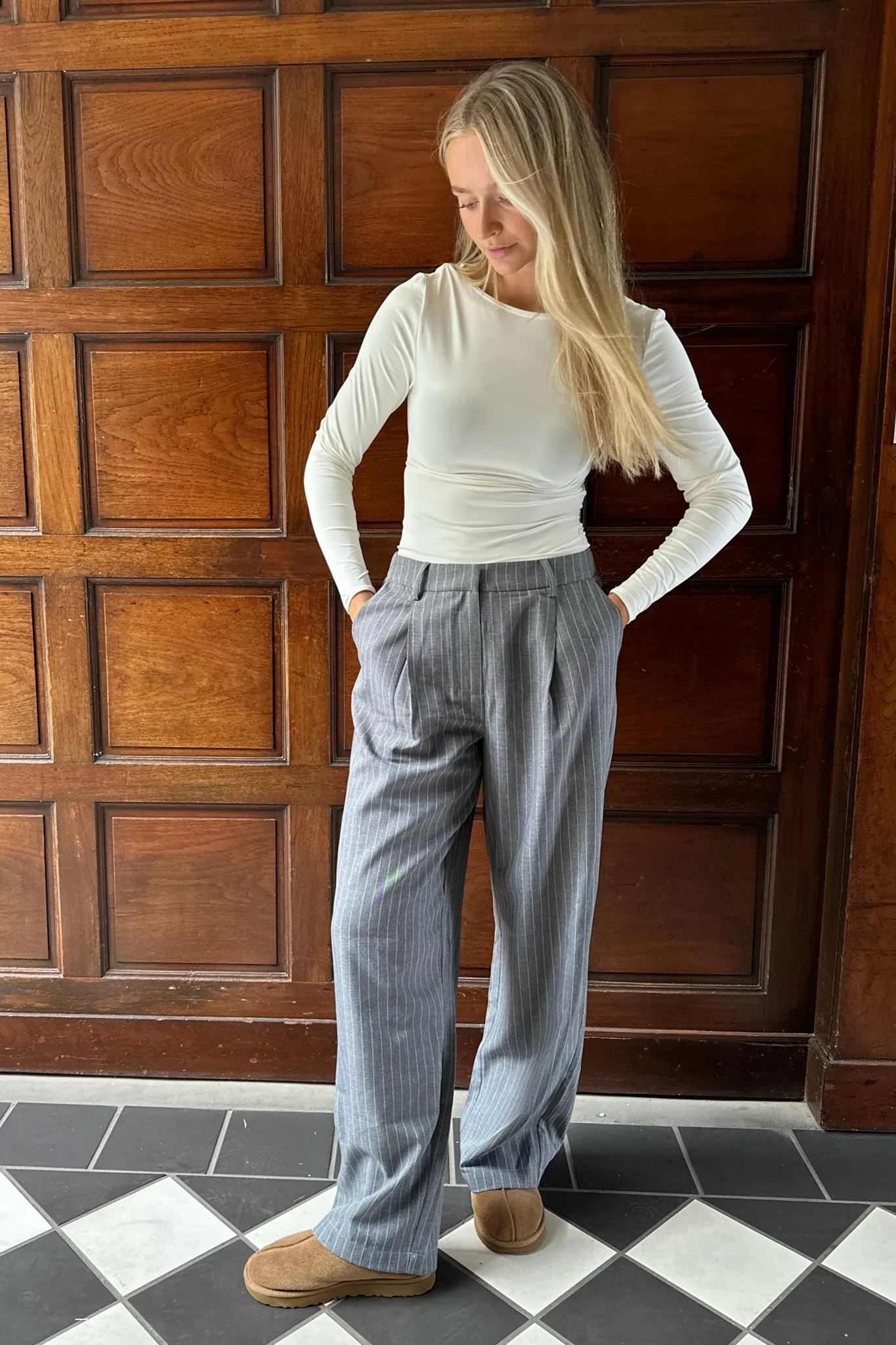 CelinaIC Pants - Grey Pinstripe - Image 4