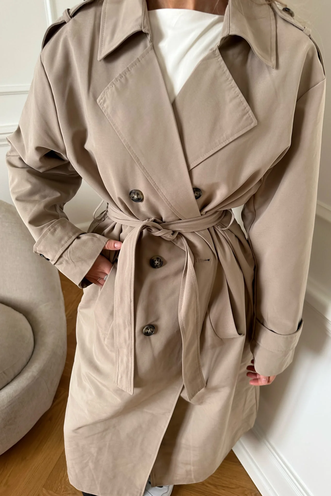 VMChloe Long Trenchcoat - Silver Mink - Image 3