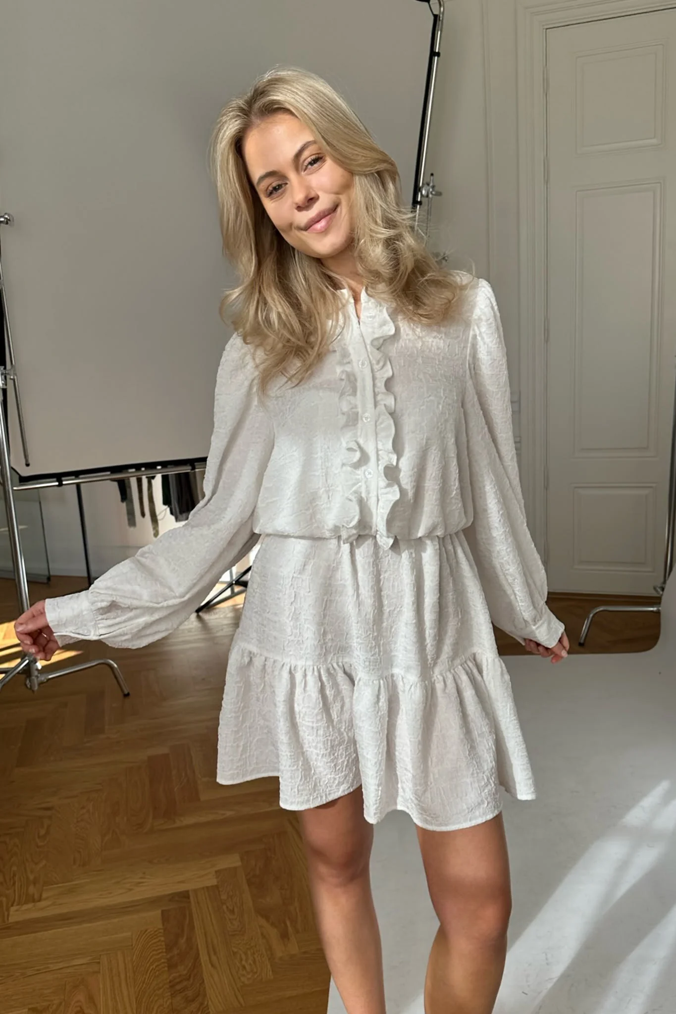 ElieaIC Ruffle Dress - White