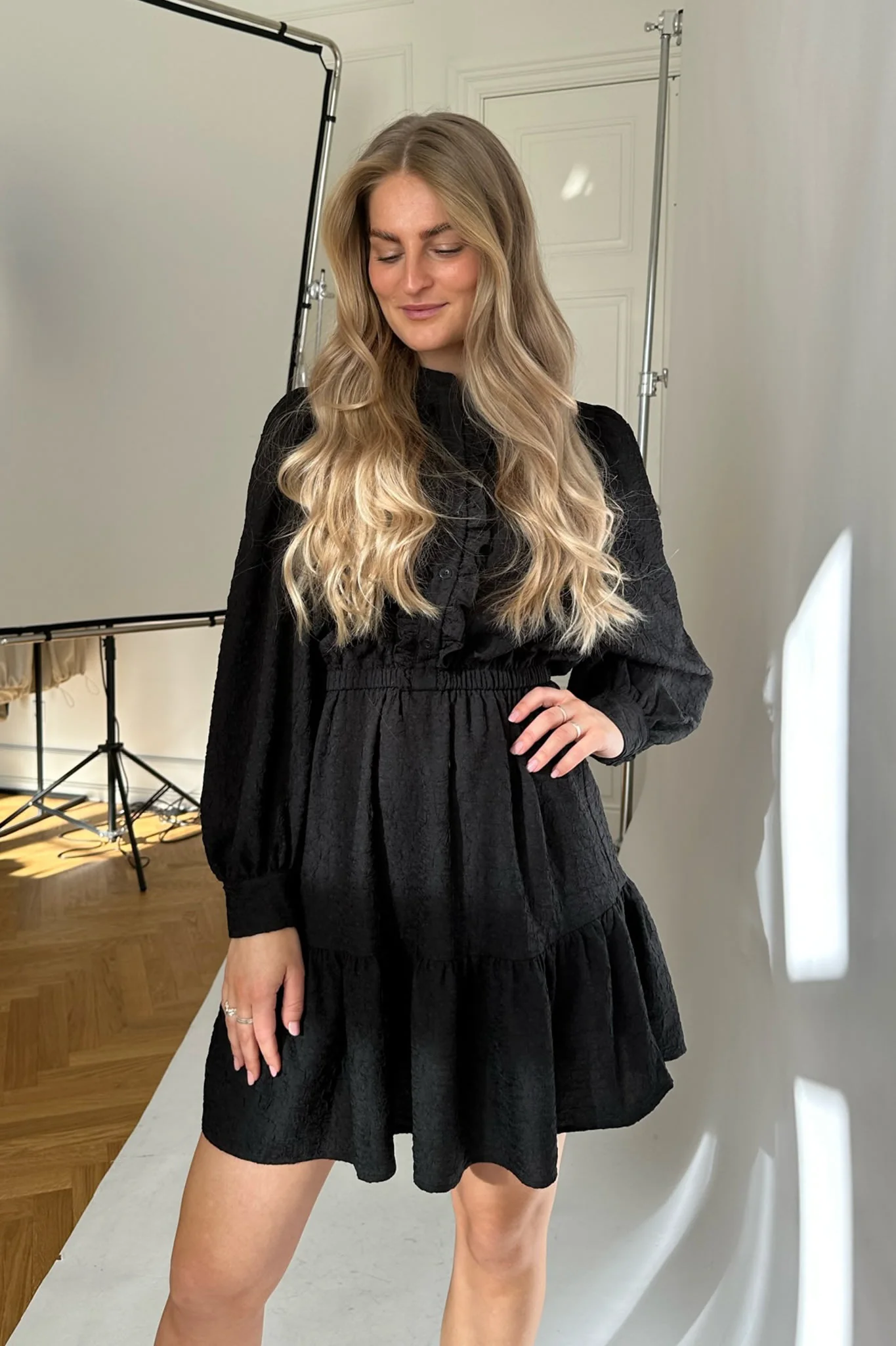 ElieaIC Ruffle Dress - Black - Image 6