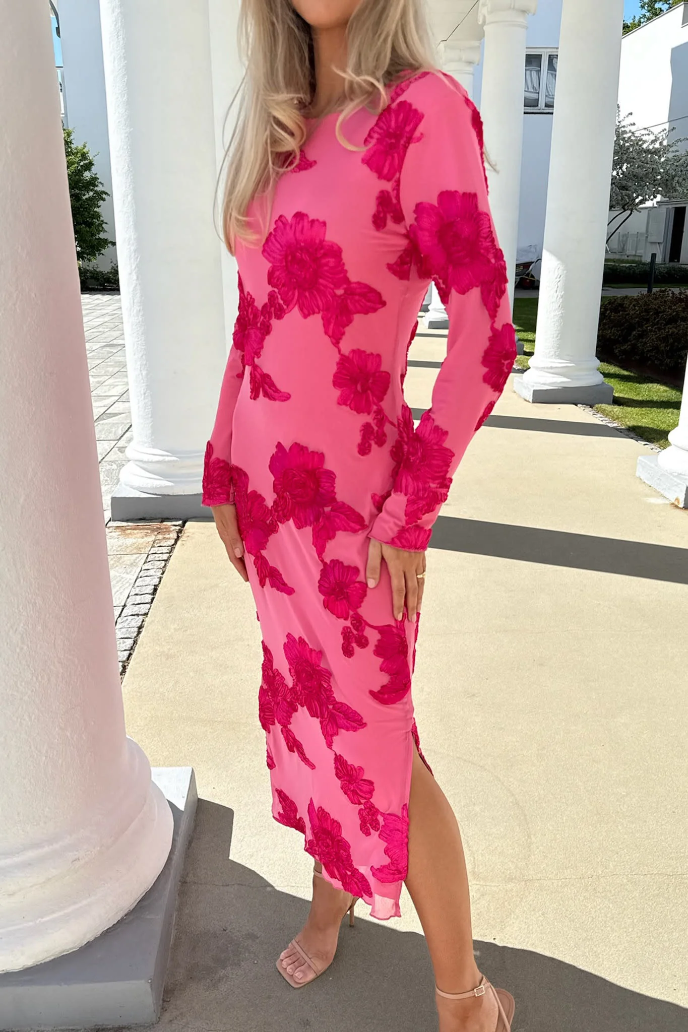 EliseIC Mesh Dress - Fuchsia Pink Flower - Image 3