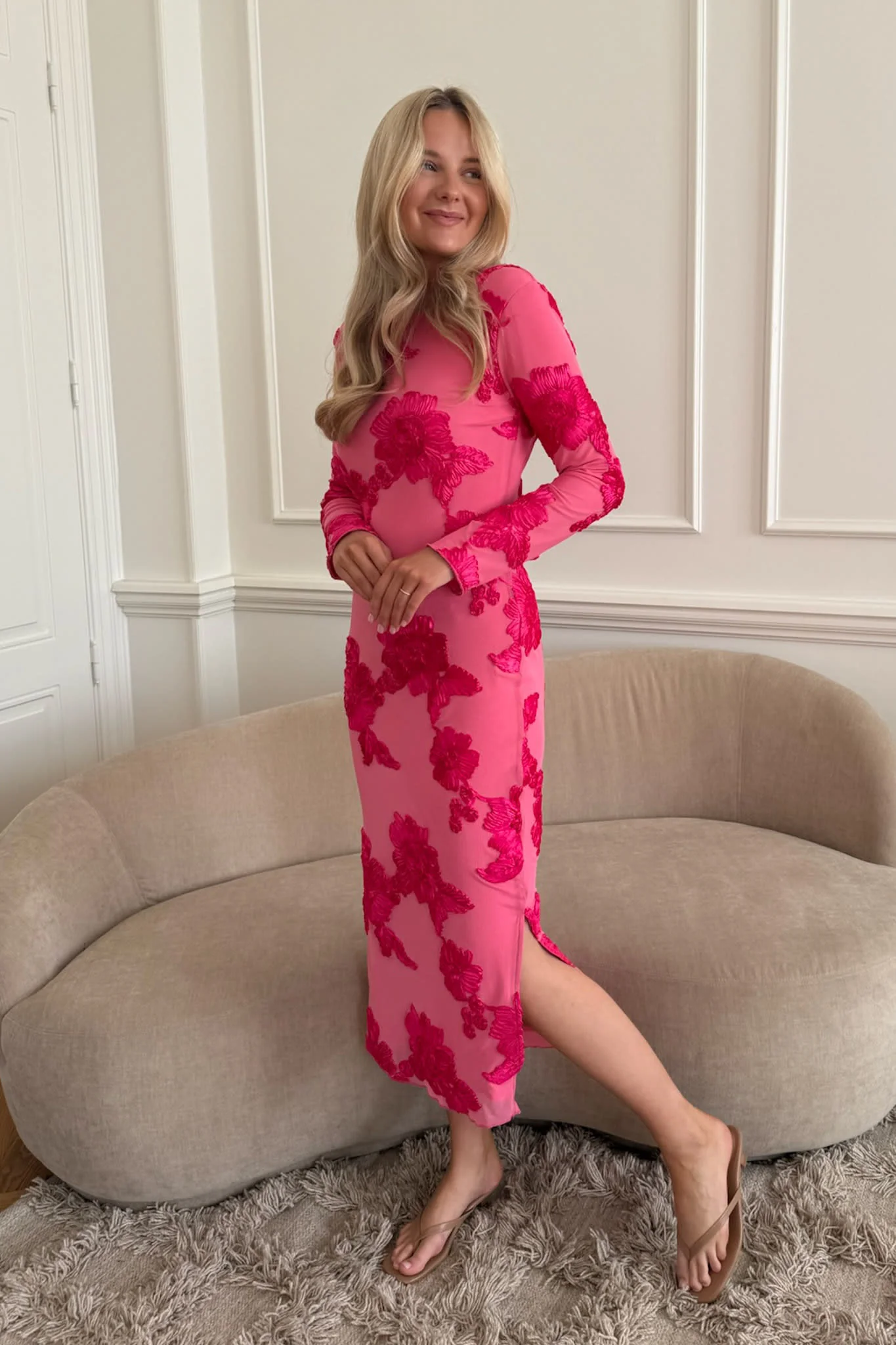 EliseIC Mesh Dress - Fuchsia Pink Flower - Image 6