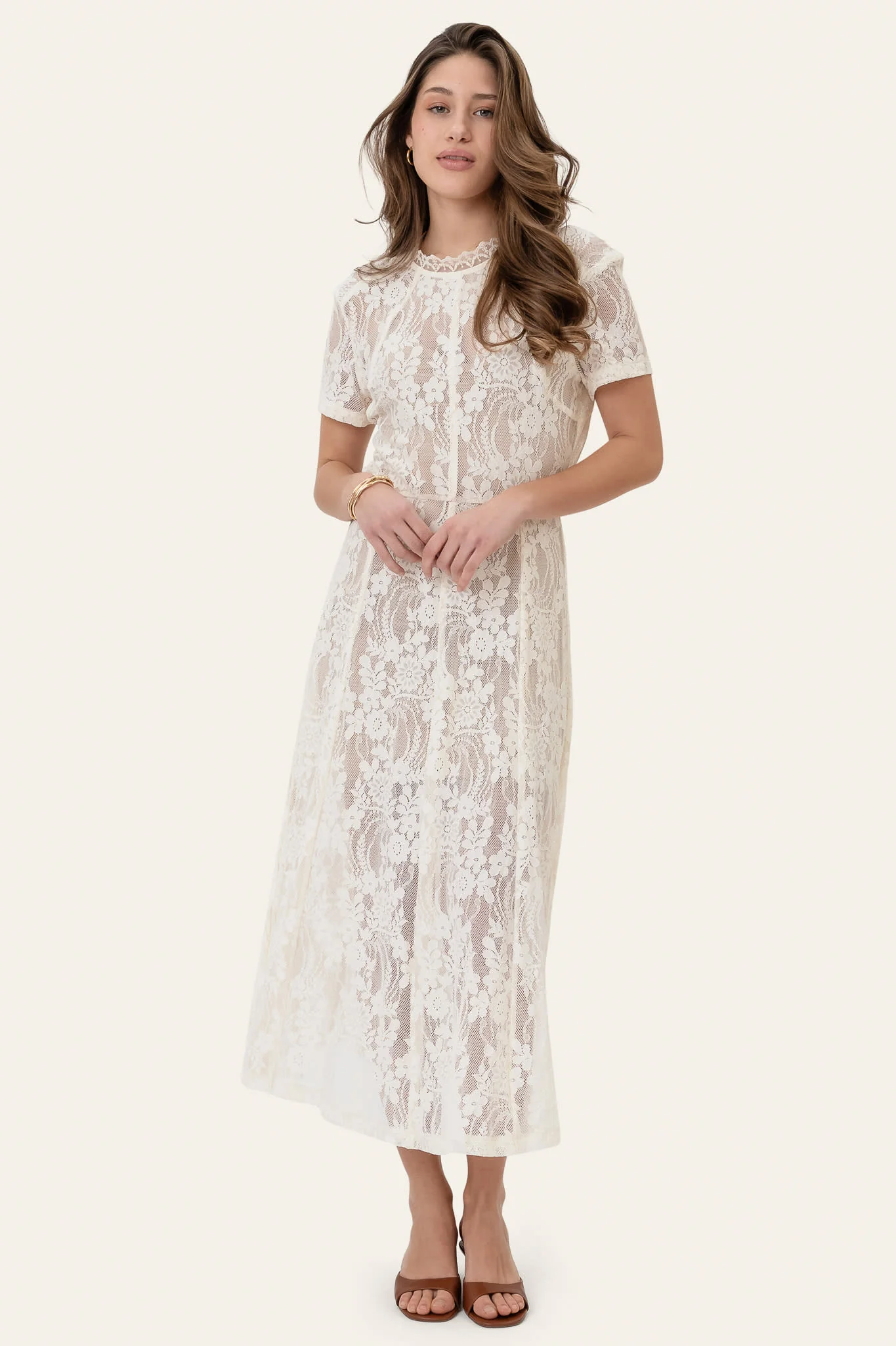 ElliaIC Long Dress - Off White Lace