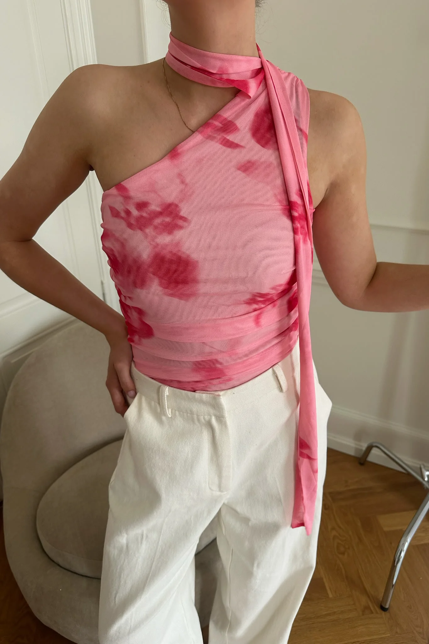 EllieIC Mesh Top - Abstract Pink Flower Print - Image 7