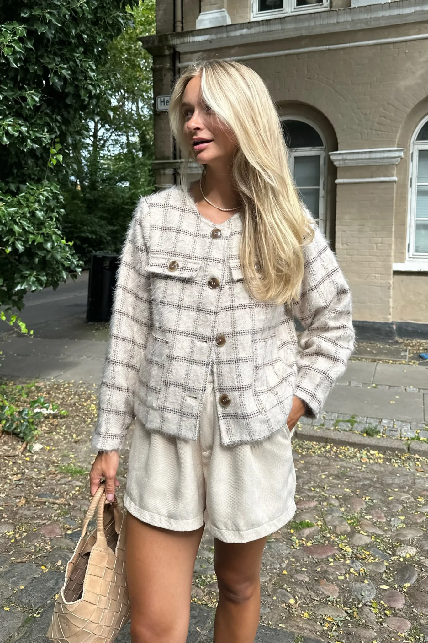 EllinorIC Jacket - Beige Brown Checks - Image 2