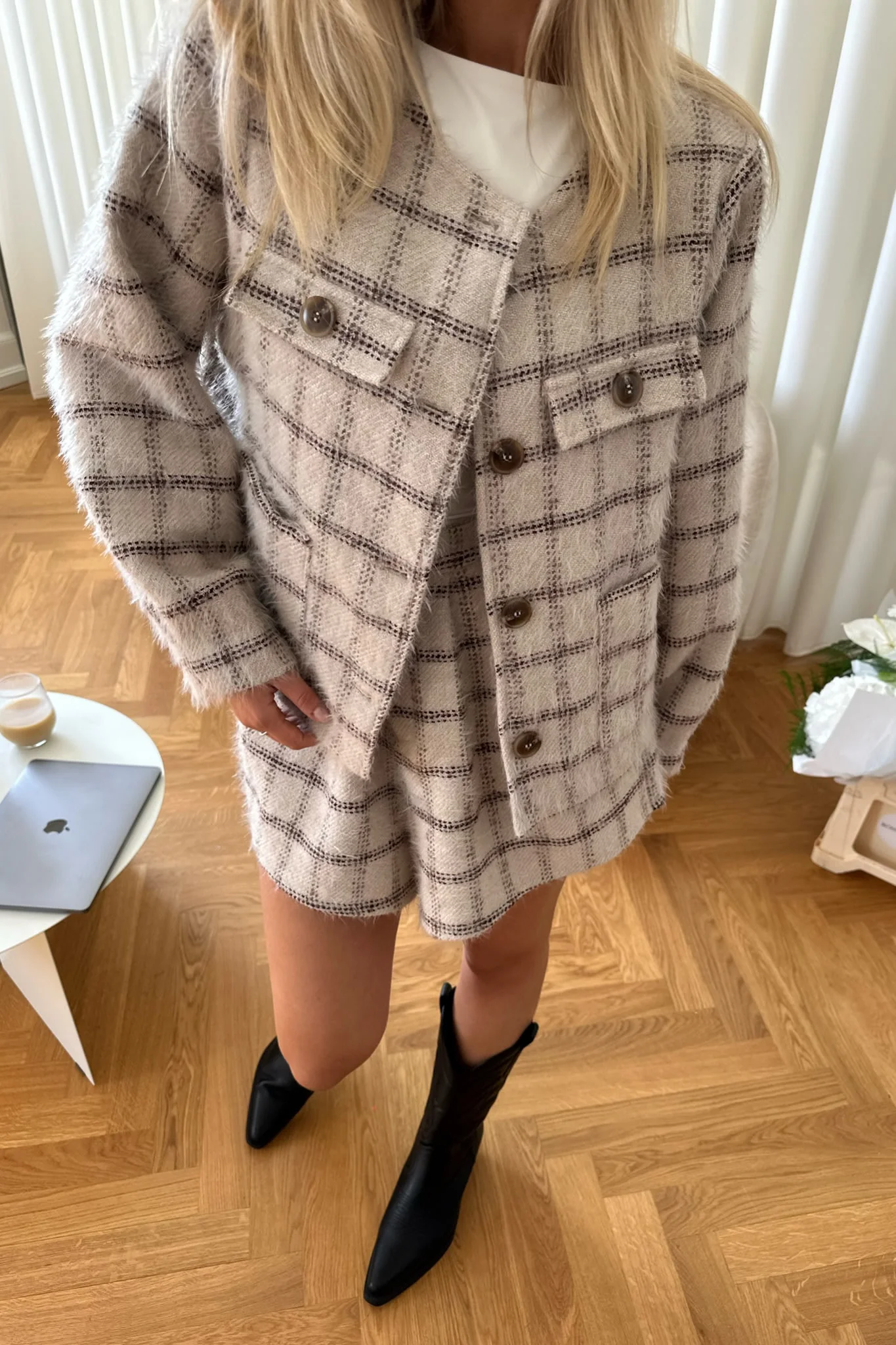 EllinorIC Jacket - Beige Brown Checks - Image 8