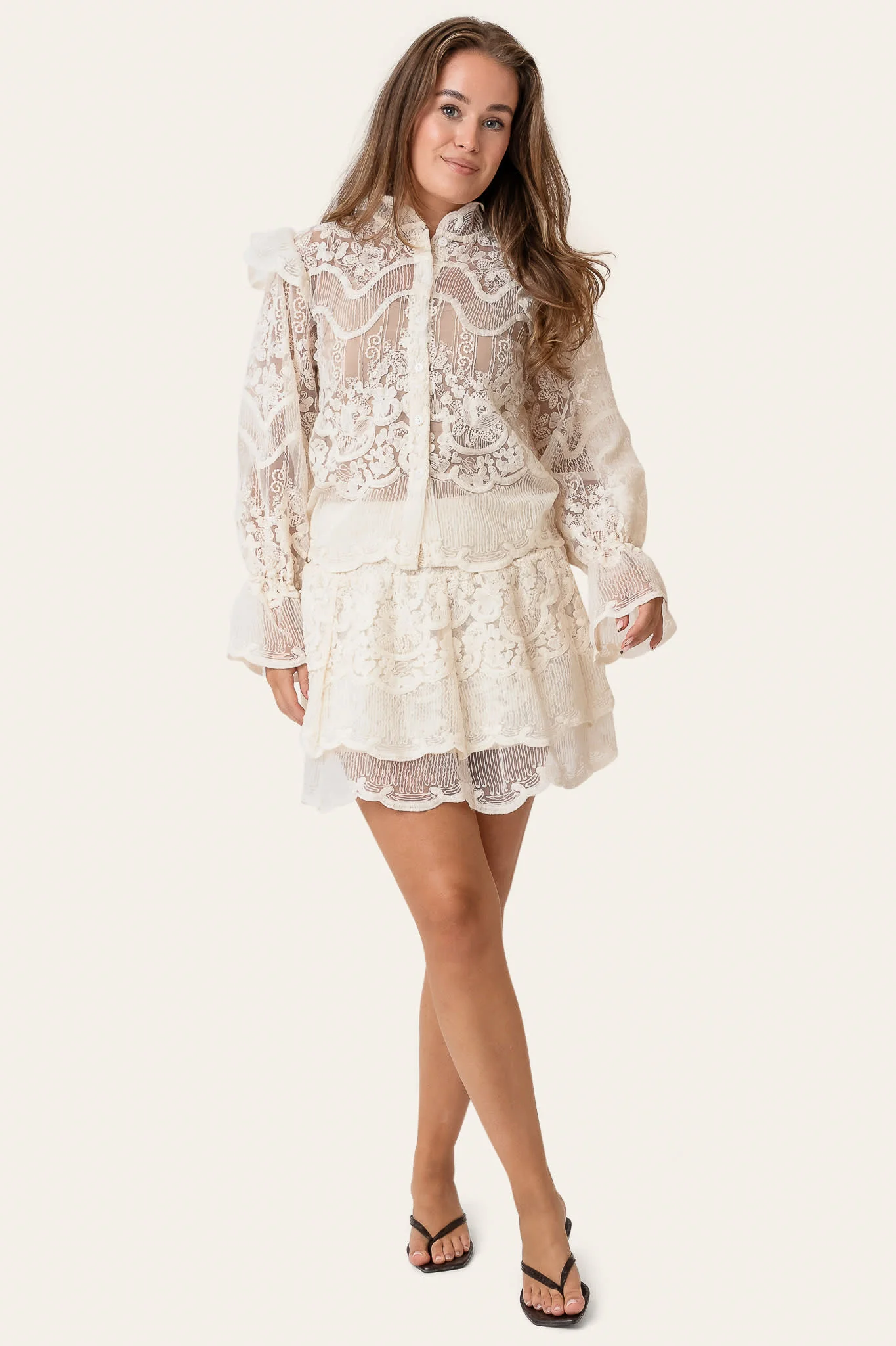 EllinoraIC Lace Mini Skirt - Off White