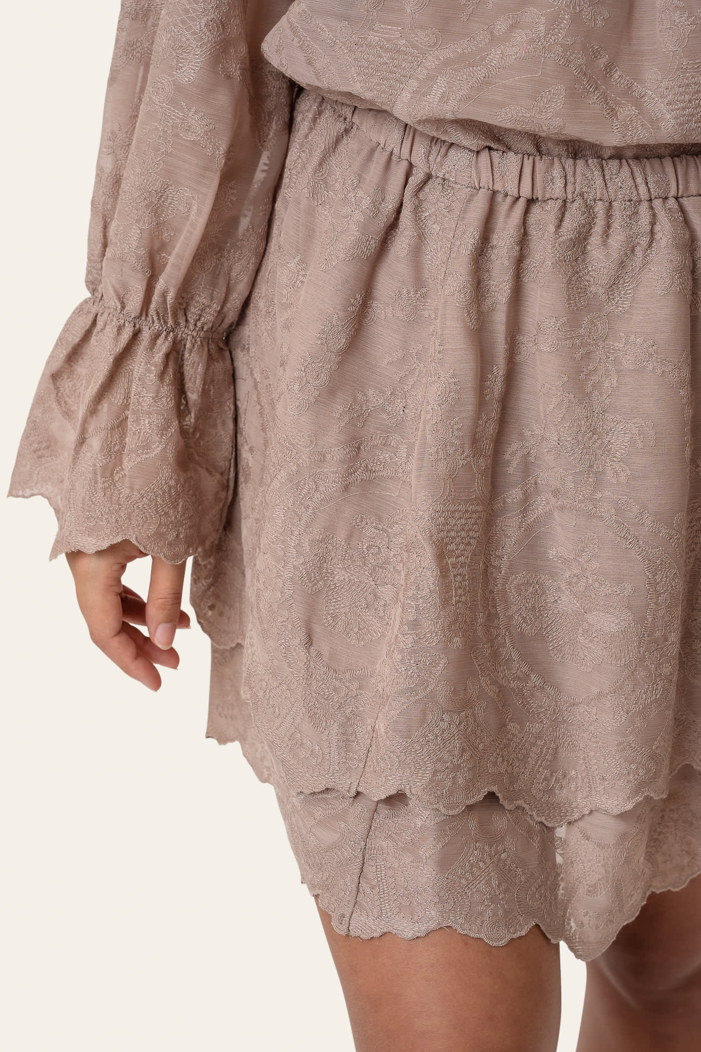 EllinorIC Lace Mini Skirt - Vintage Light Brown