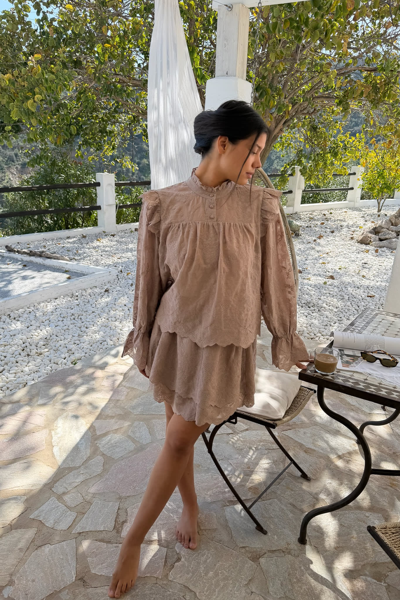 EllinorIC Lace Mini Skirt - Vintage Light Brown - Image 7