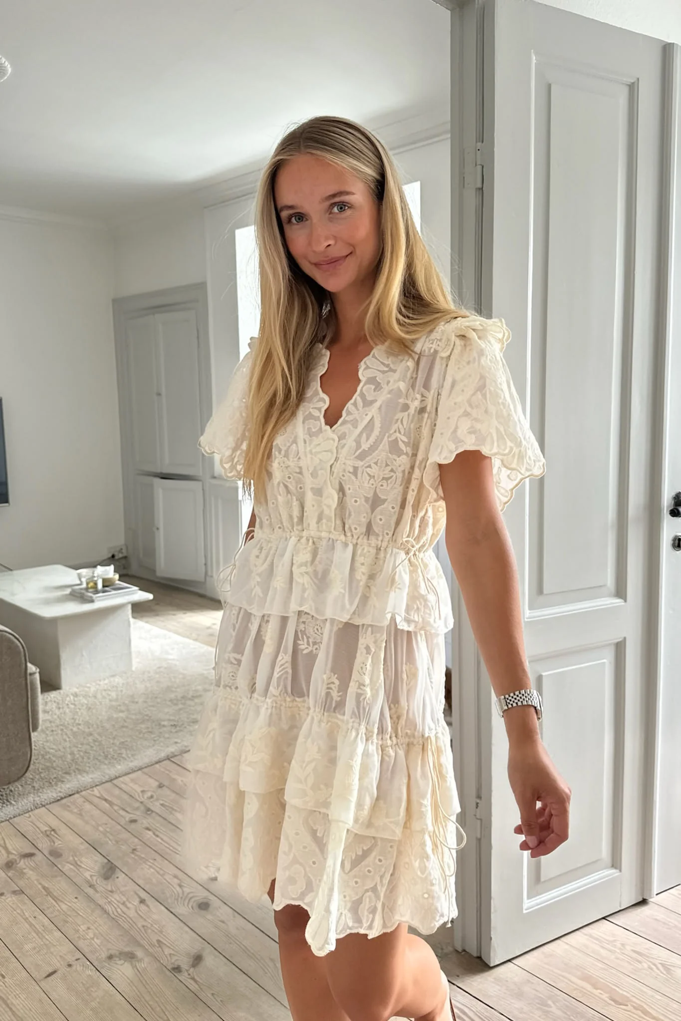 EllinorIC Lace Layer Dress - Vintage White - Image 8