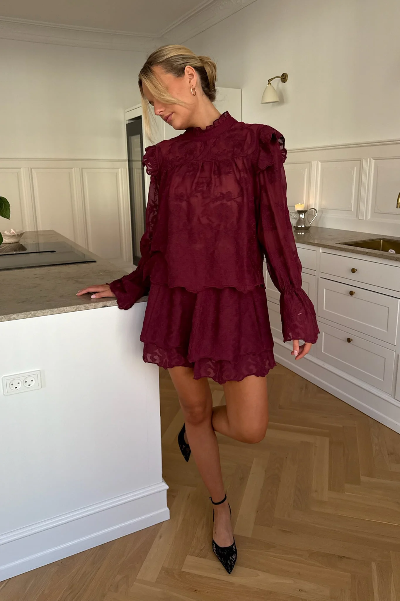 EllinorIC Lace Mini Skirt - Vintage Bordeaux - Image 8