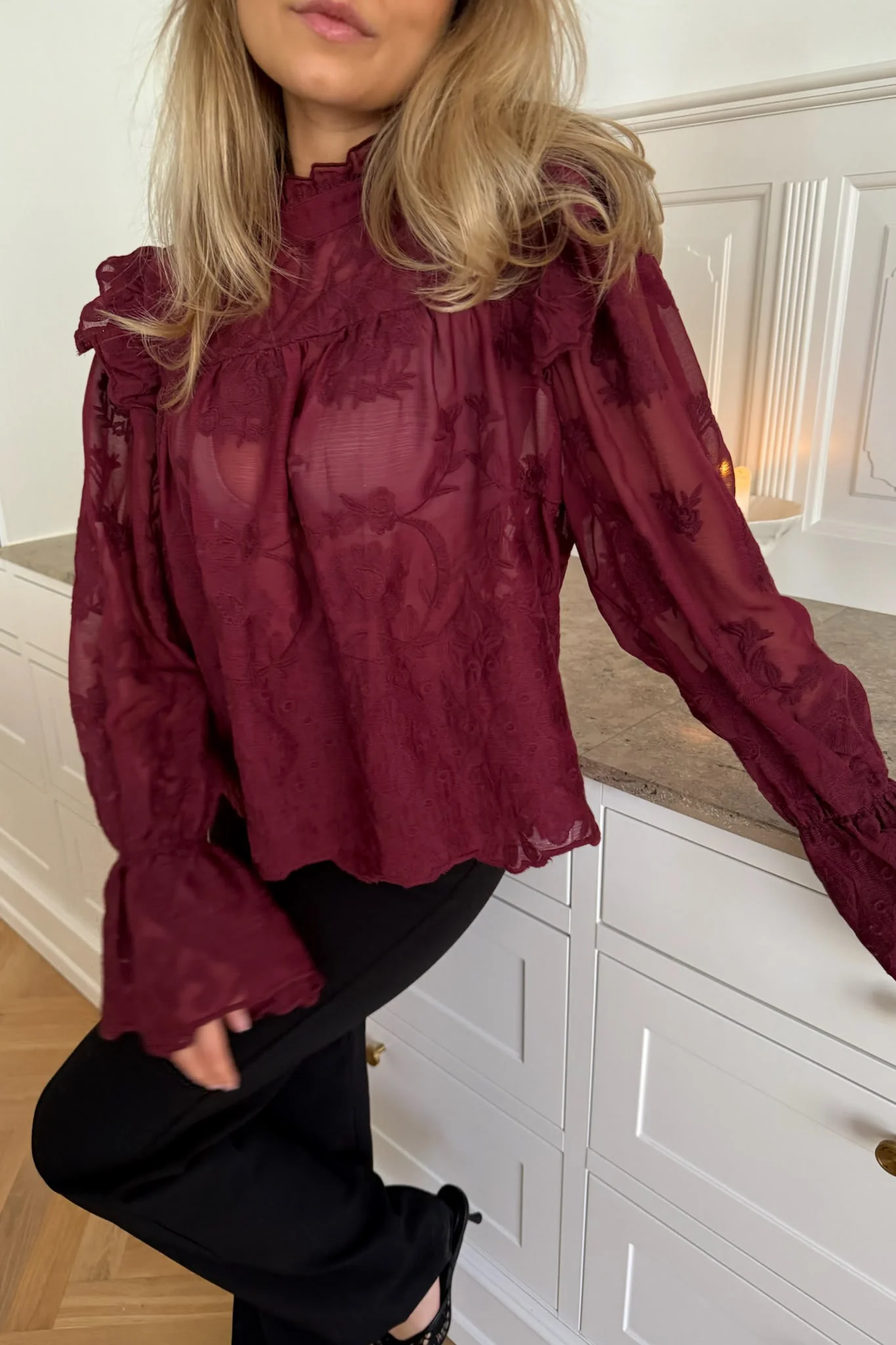EllinorIC Lace Shirt - Vintage Bordeaux - Image 8