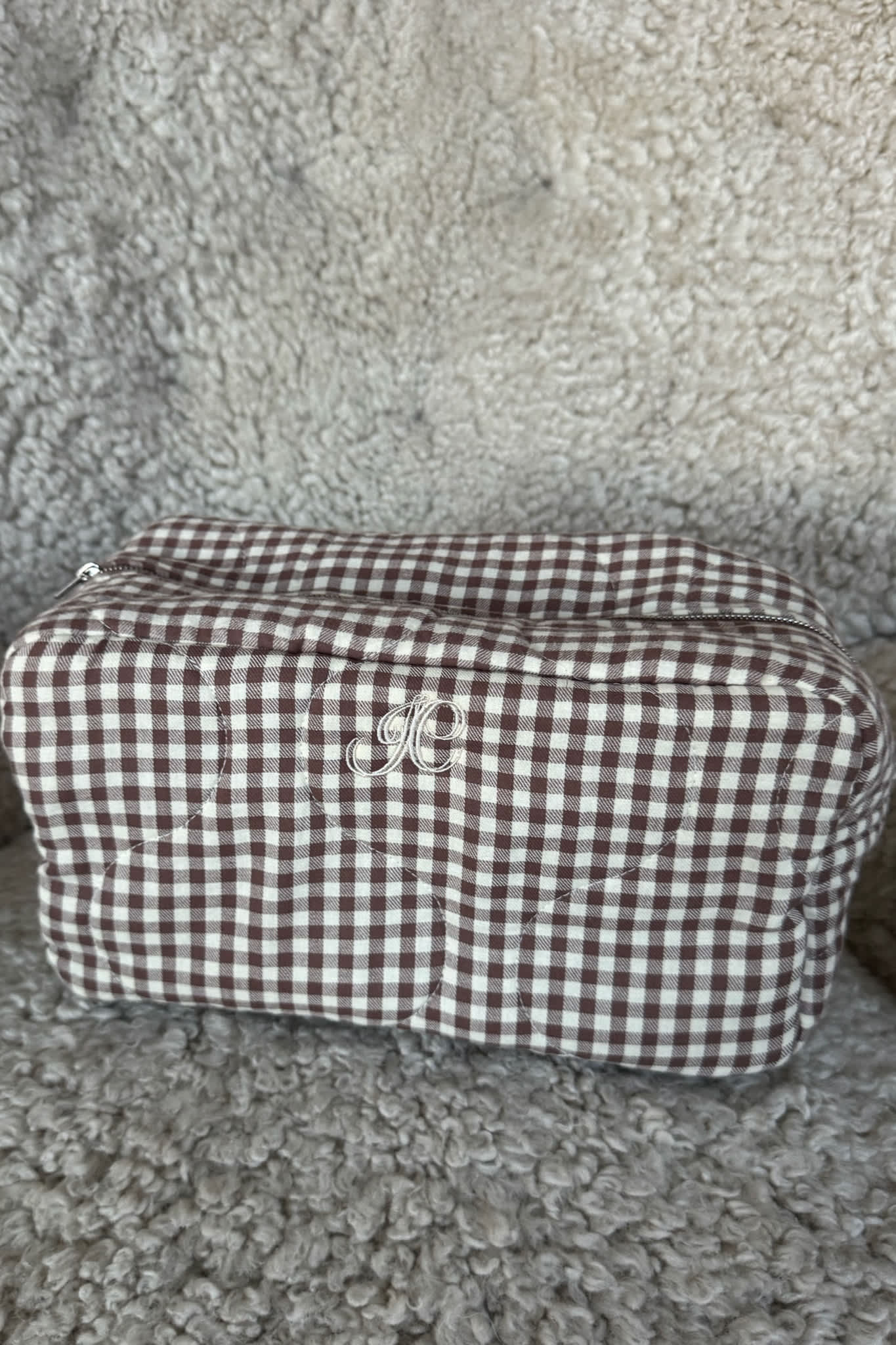 EmilieIC Cosmetic Bag - Beige Checks - Image 3