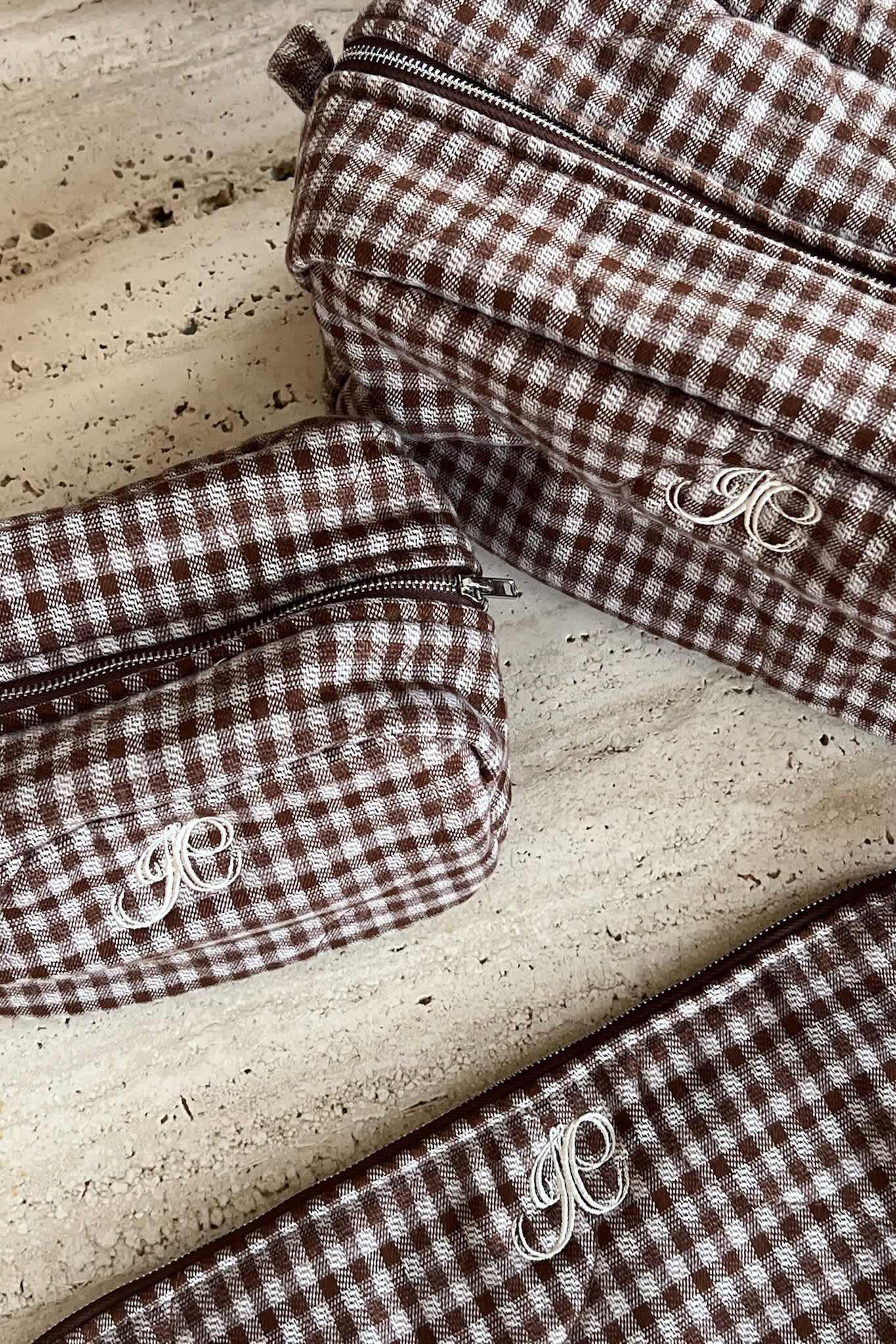 EmilieIC Cosmetic Bag - Brown Checks - Image 6