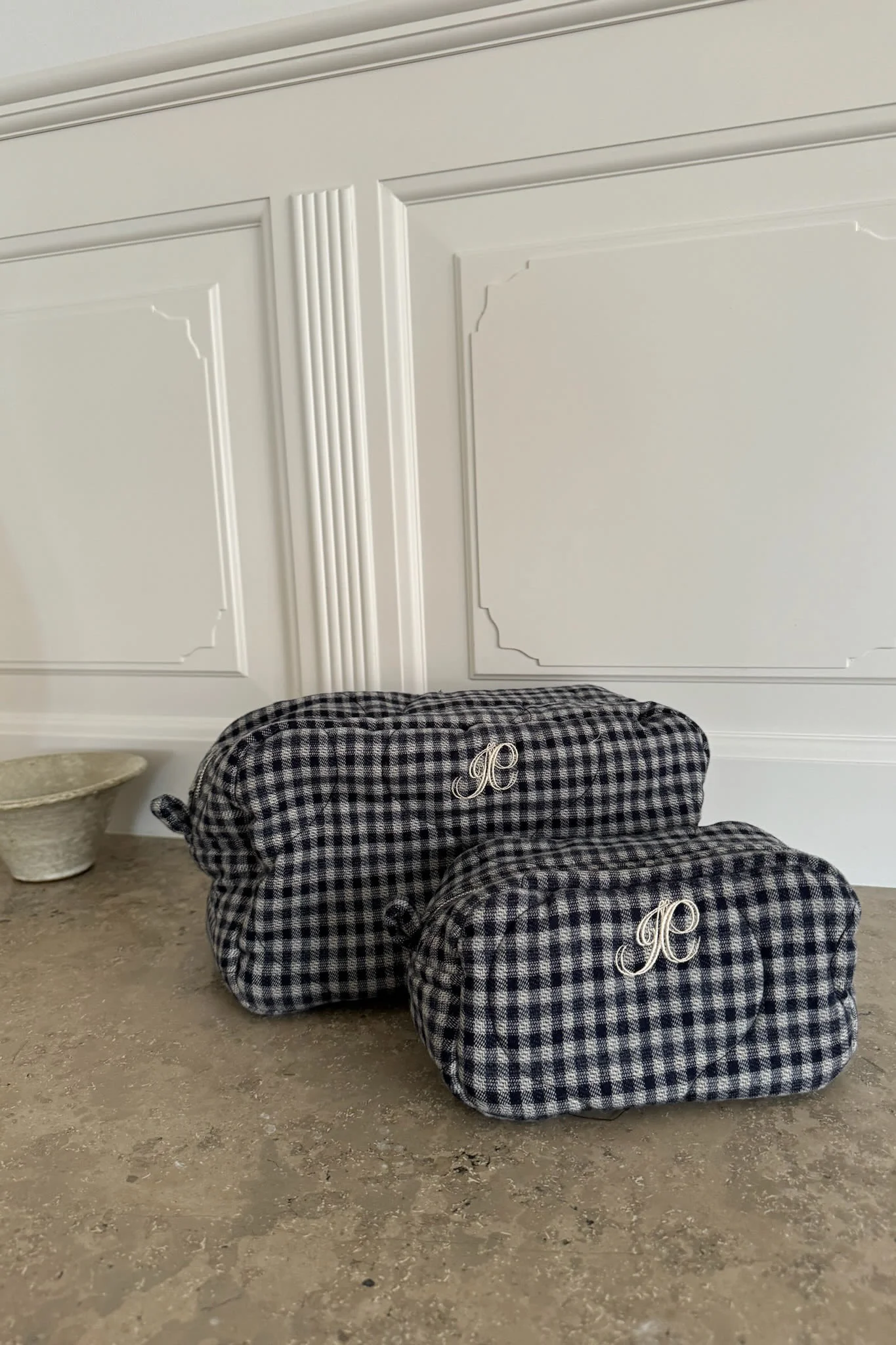 EmilieIC Cosmetic Bag - Navy Checks - Image 5