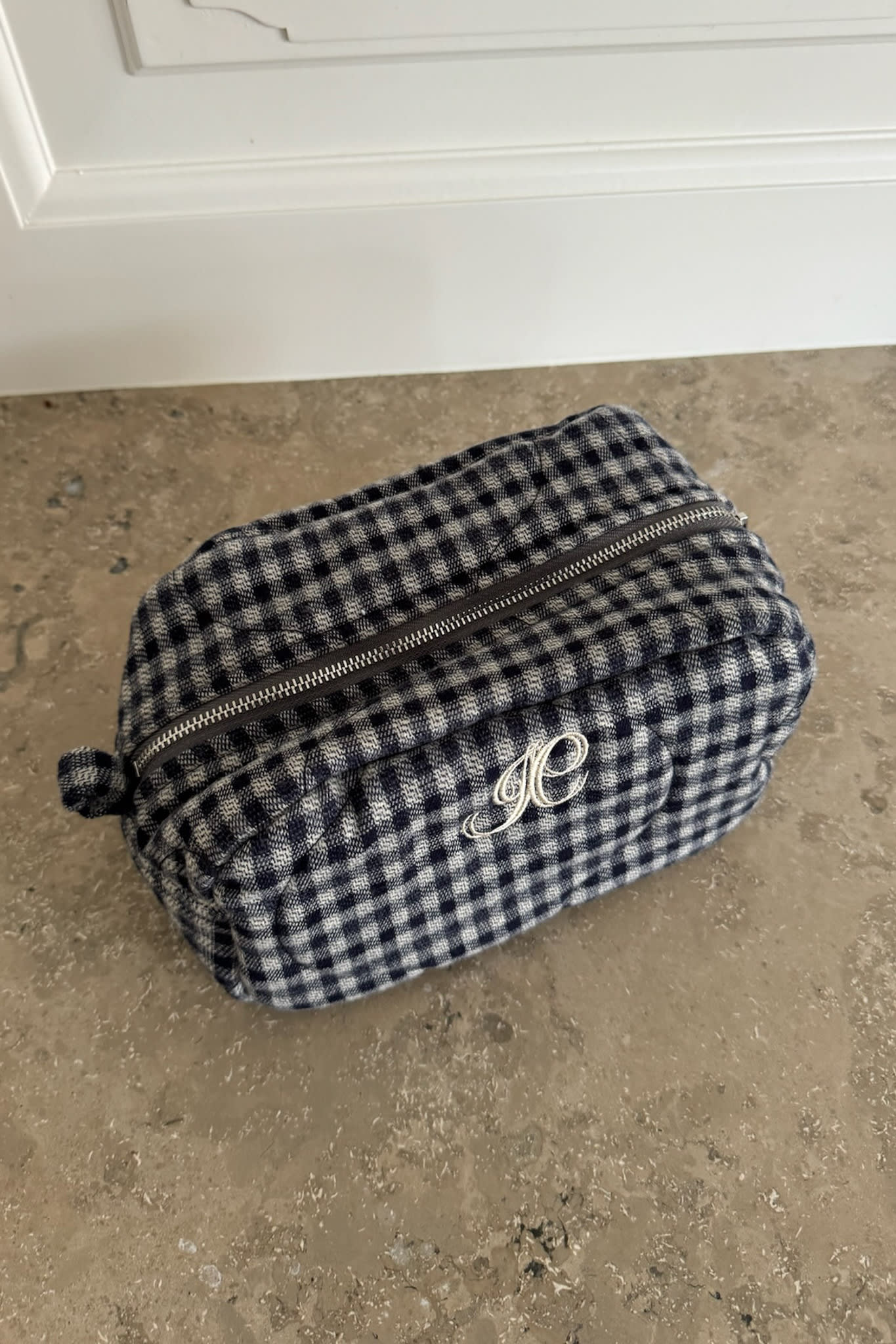 EmilieIC Mini Cosmetic Bag - Navy Checks - Image 5