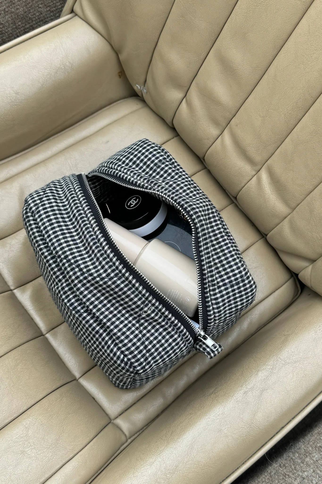 EmilieIC Mini Cosmetic Bag - Black Checks - Image 3