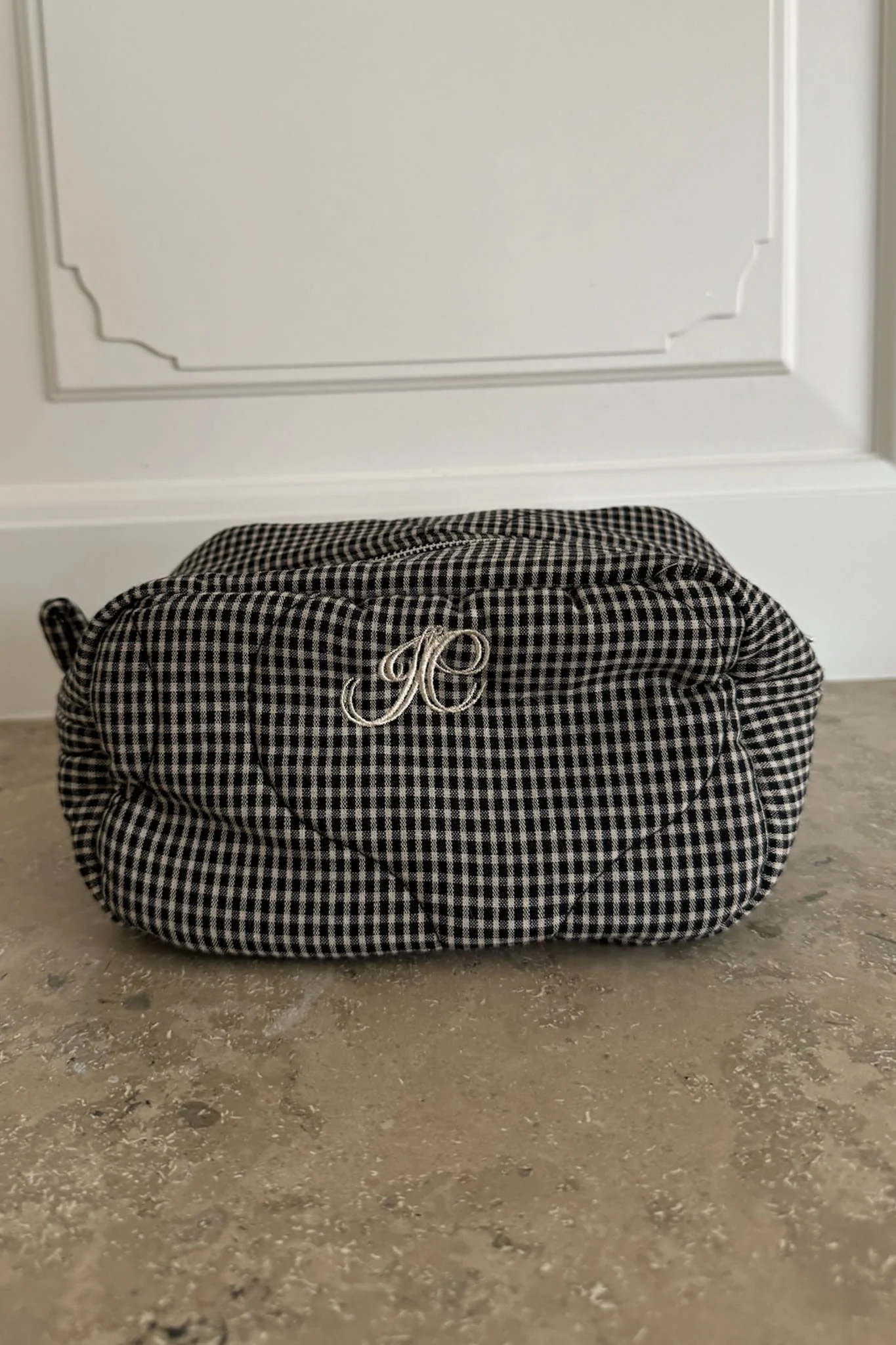 EmilieIC Mini Cosmetic Bag - Black Checks - Image 6
